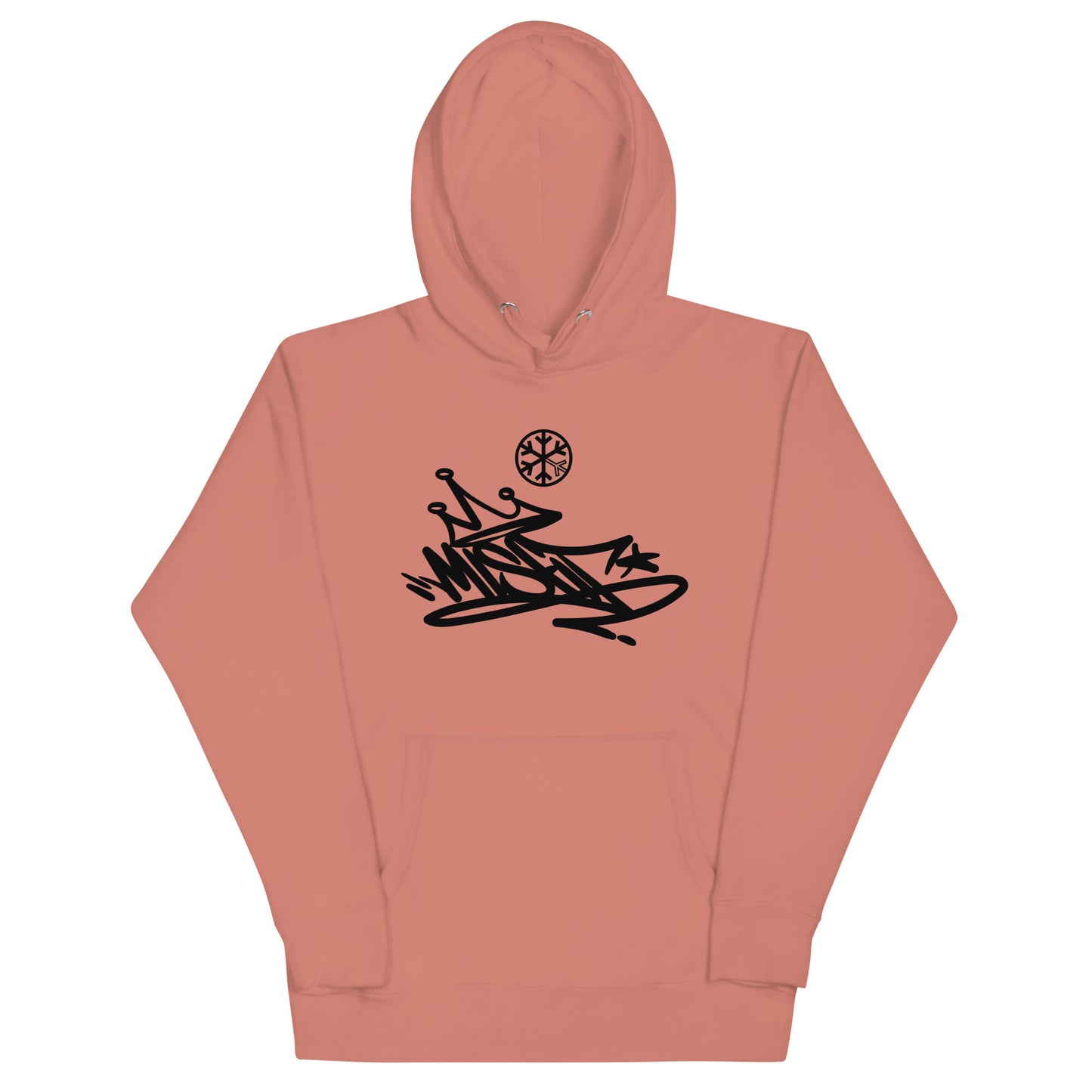 Pink-Misfit Graffiti Tag Hoodie from B.Different Clothing, front view, graffiti-inspired streetwear