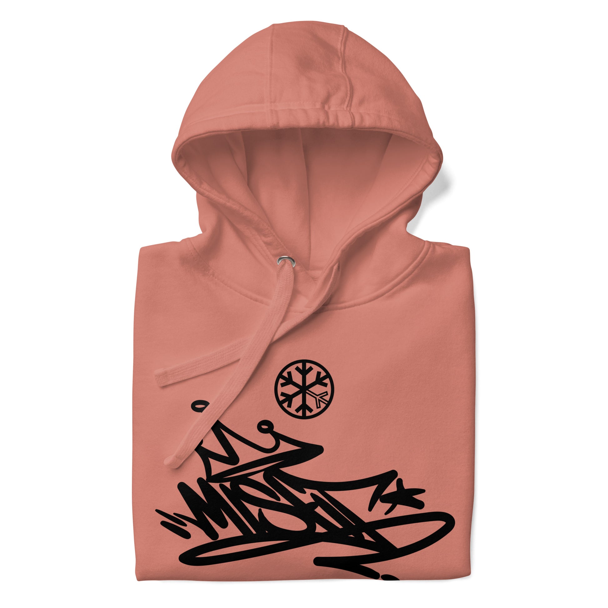Pink-Misfit Graffiti Tag Hoodie from B.Different Clothing, folded, graffiti-inspired streetwear