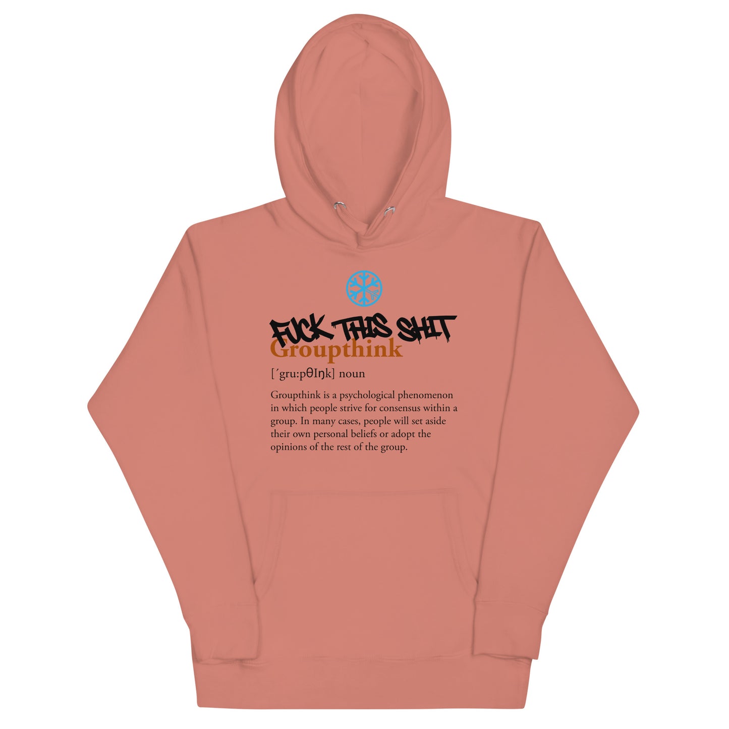 Pink-Groupthink Graffiti Hoodie from B.Different Clothing, front view, graffiti-inspired streetwear