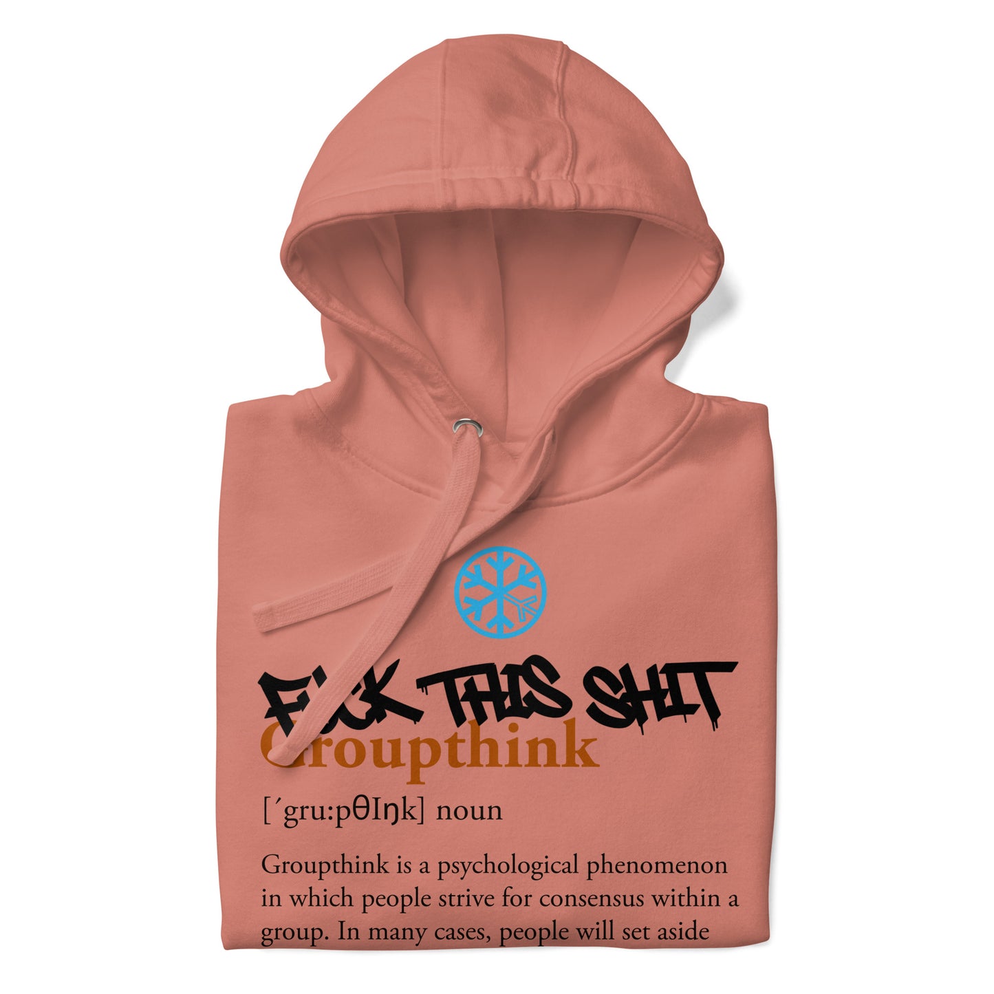 Pink-Groupthink Graffiti Hoodie from B.Different Clothing, folded, graffiti-inspired streetwear