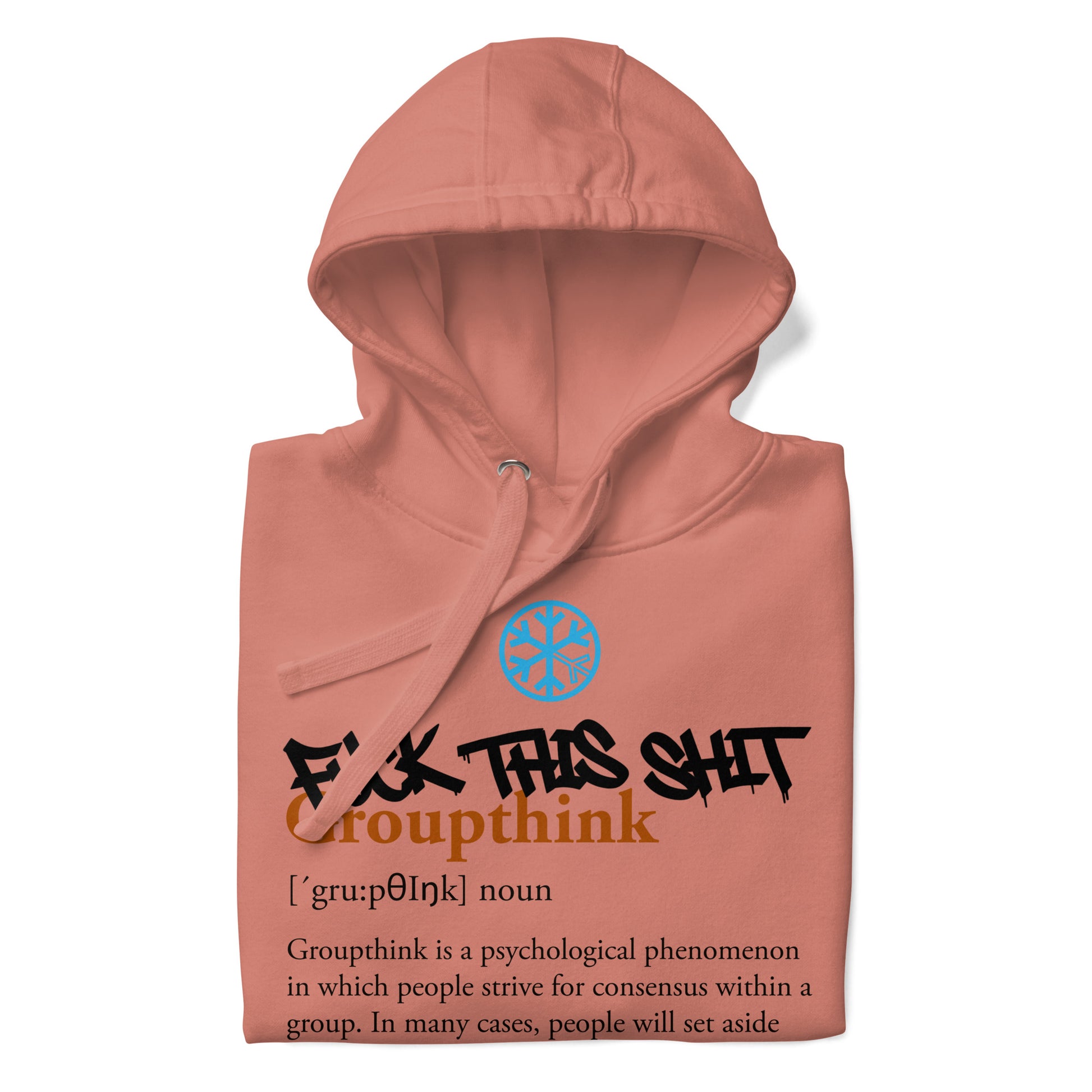 Pink-Groupthink Graffiti Hoodie from B.Different Clothing, folded, graffiti-inspired streetwear