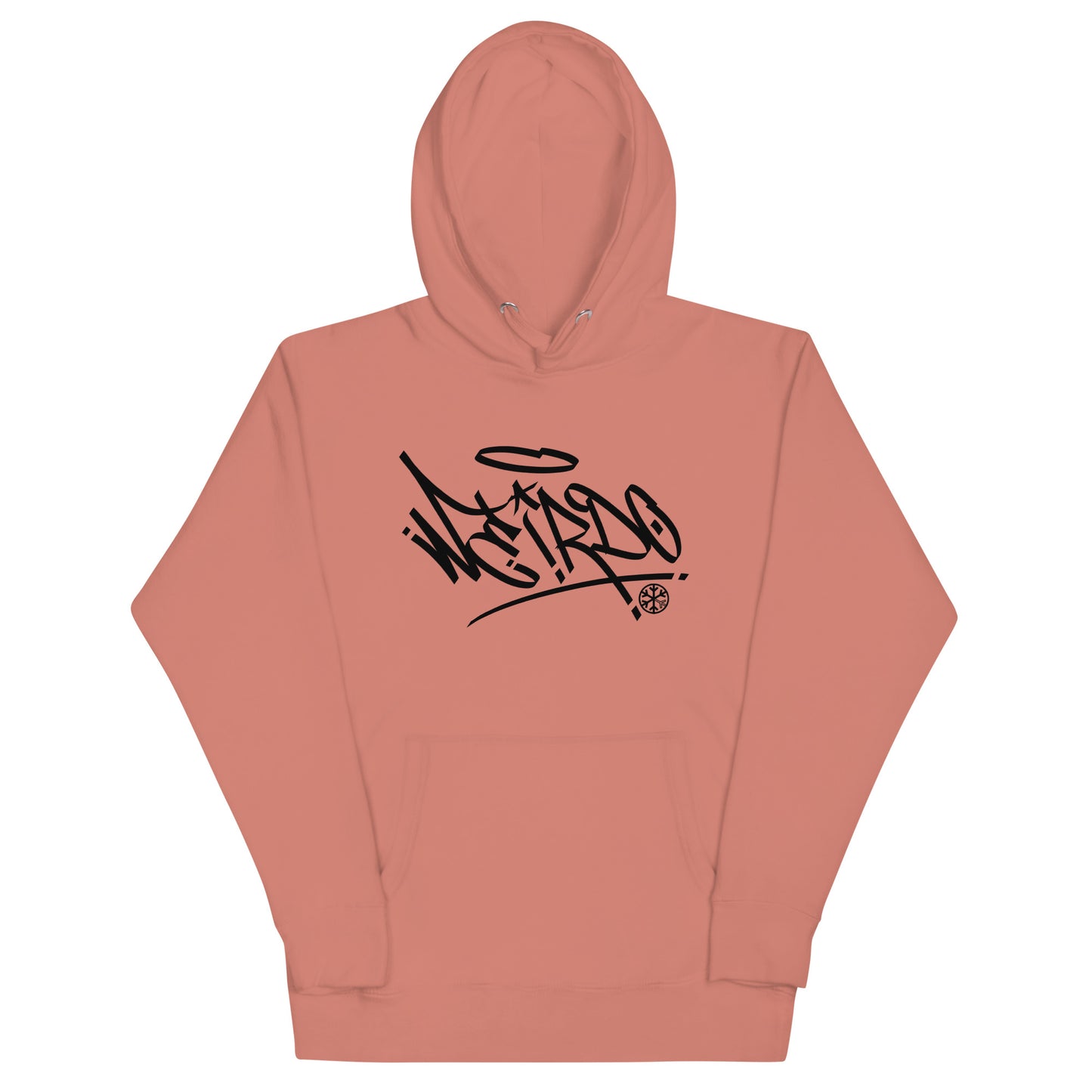 Pink-Weirdo Tag Graffiti Hoodie from B.Different Clothing, front view, graffiti-inspired streetwear
