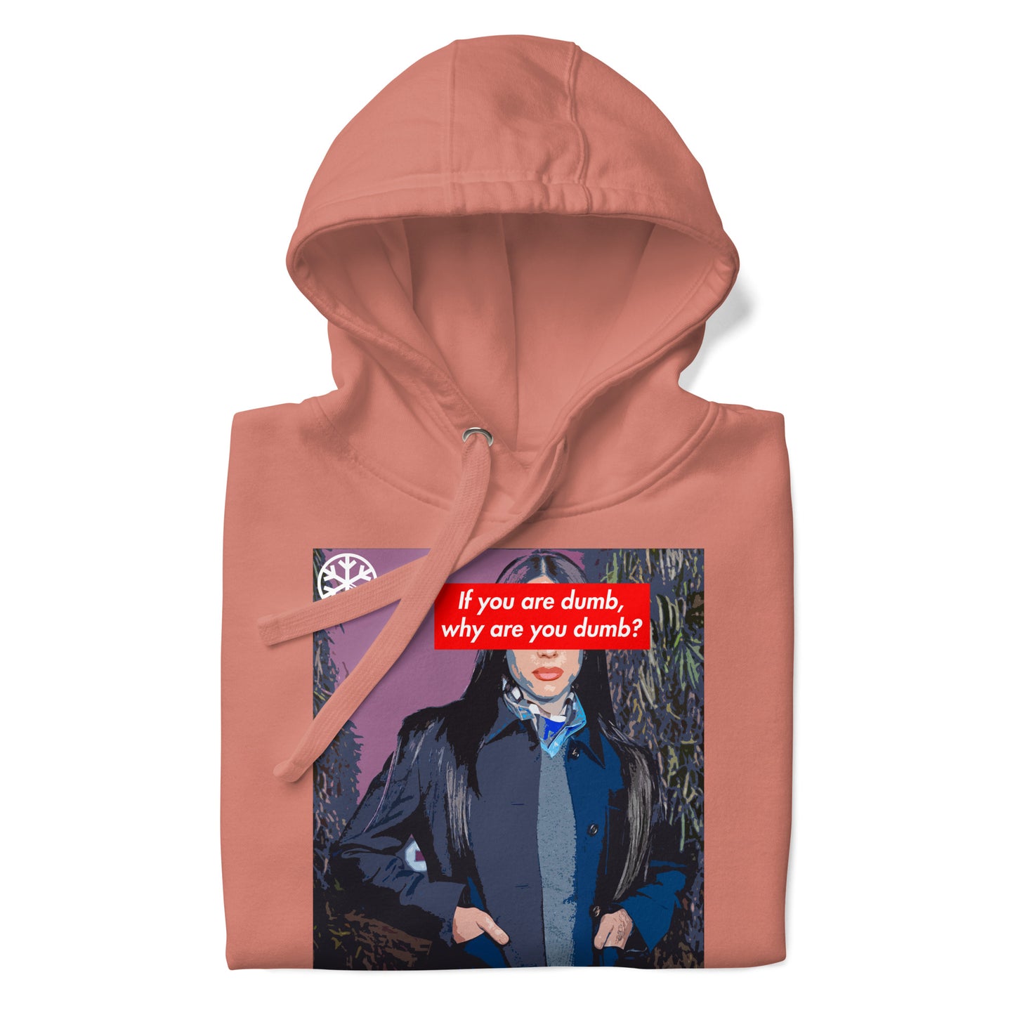 Pink-Why Are You Dumb Hoodie from B.Different Clothing, folded, graffiti-inspired streetwear