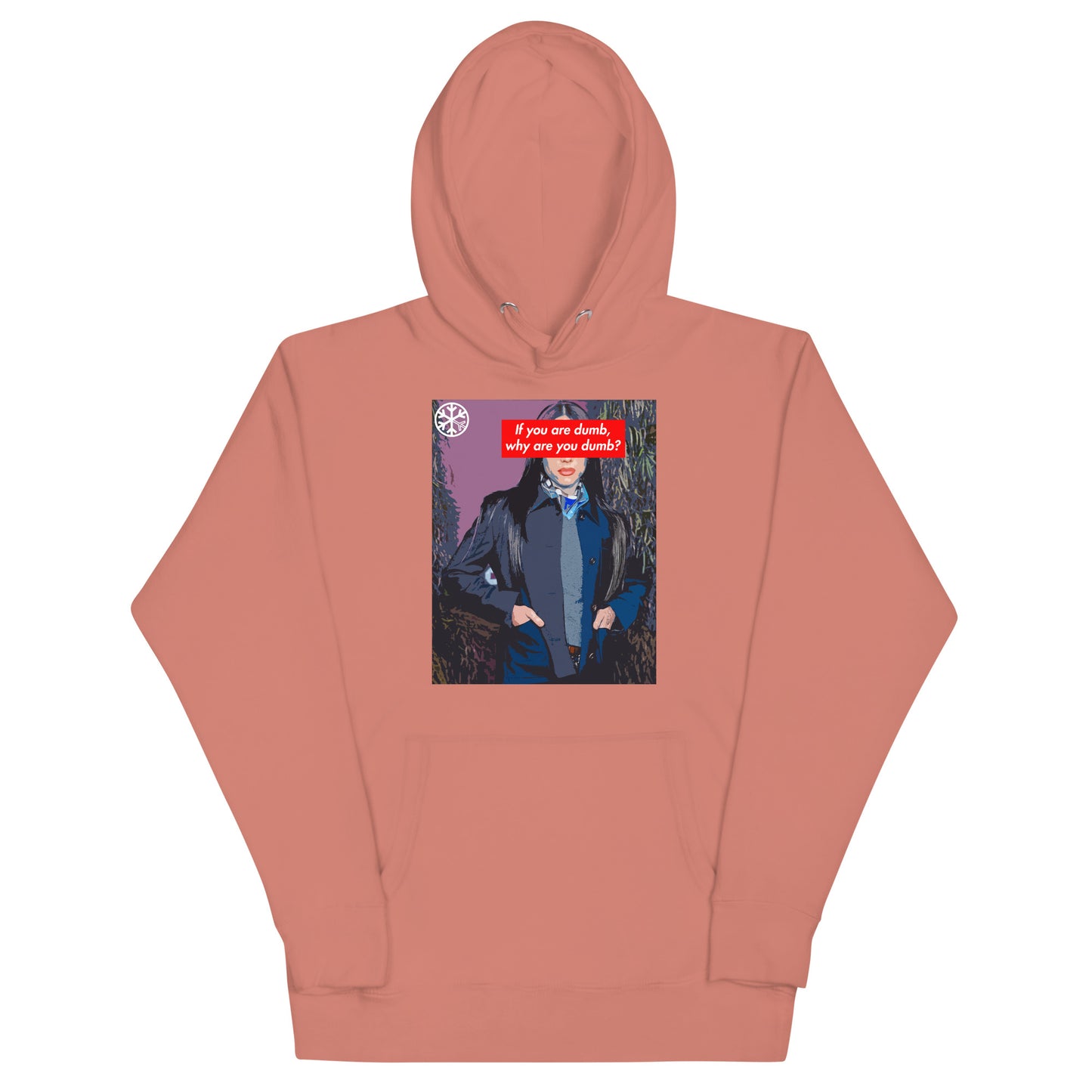 Pink-Why Are You Dumb Hoodie from B.Different Clothing, front view, graffiti-inspired streetwear