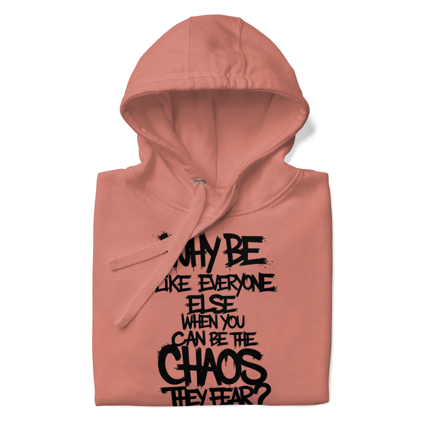 Pink-Chaos They Fear Graffiti Tag Hoodie from B.Different Clothing, folded, graffiti-inspired streetwear