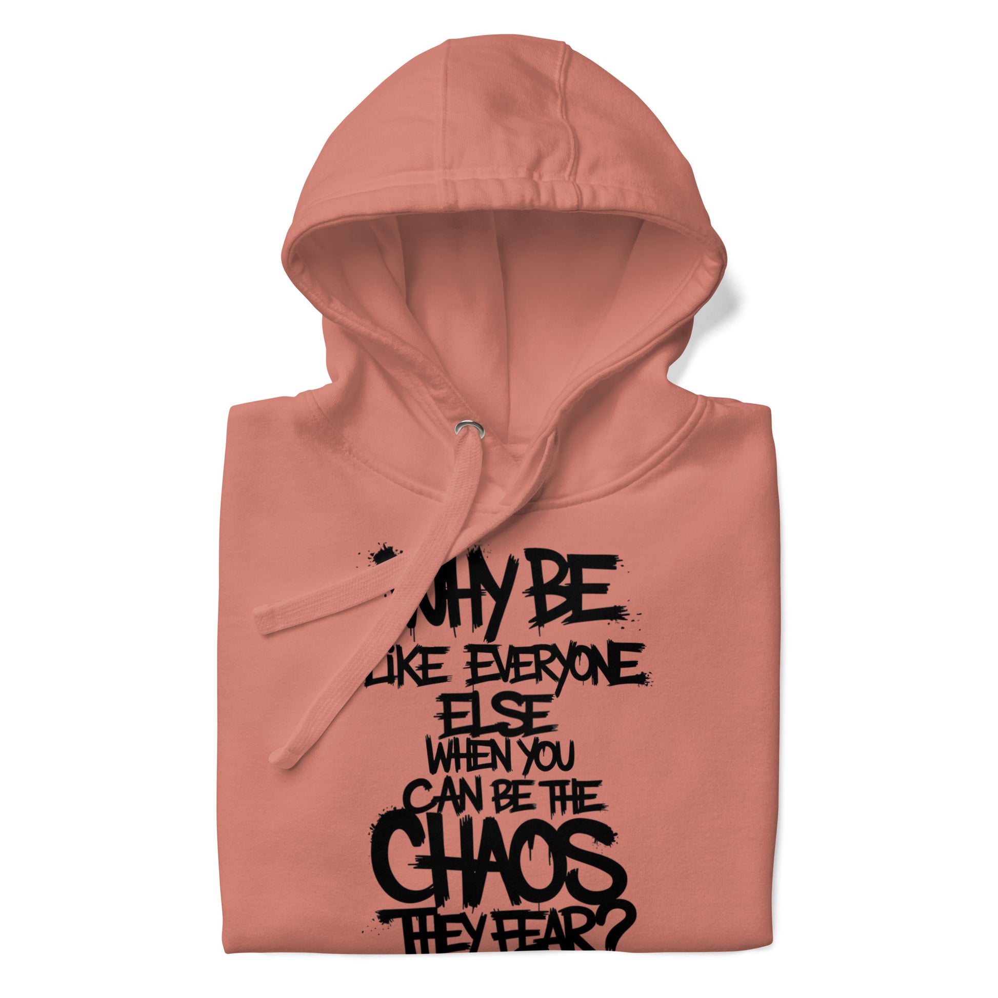 Pink-Chaos They Fear Graffiti Tag Hoodie from B.Different Clothing, folded, graffiti-inspired streetwear