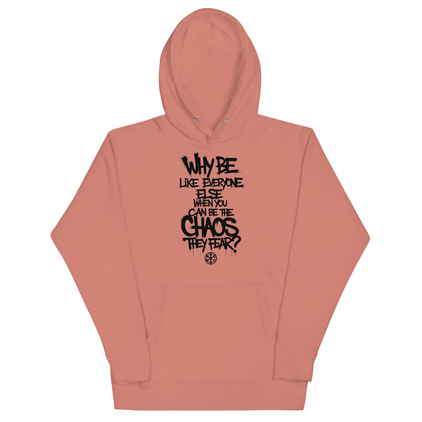 Pink-Chaos They Fear Graffiti Tag Hoodie from B.Different Clothing, front view, graffiti-inspired streetwear