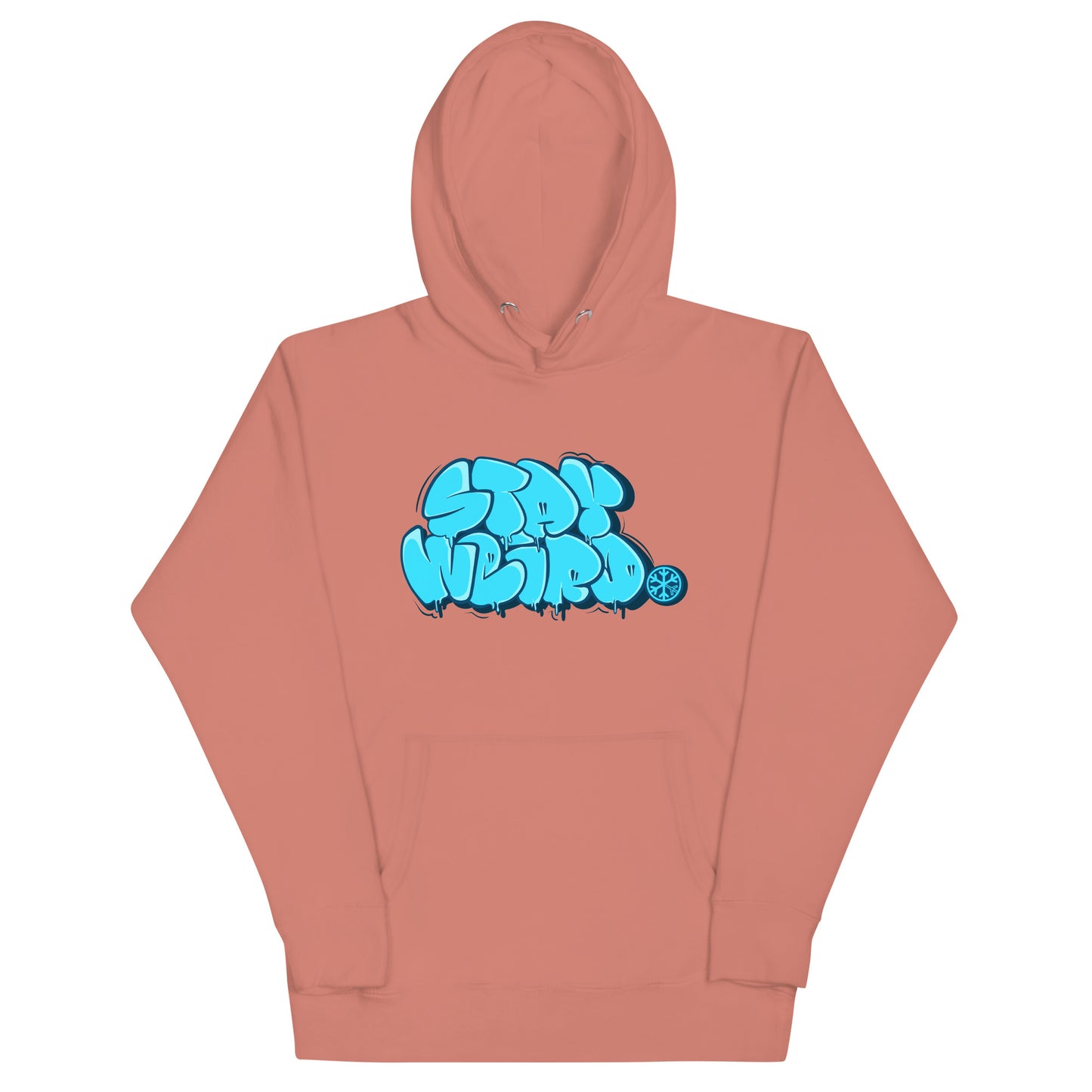 Pink-Stay Weird Graffiti Throw-up Hoodie from B.Different Clothing, front view, graffiti-inspired streetwear