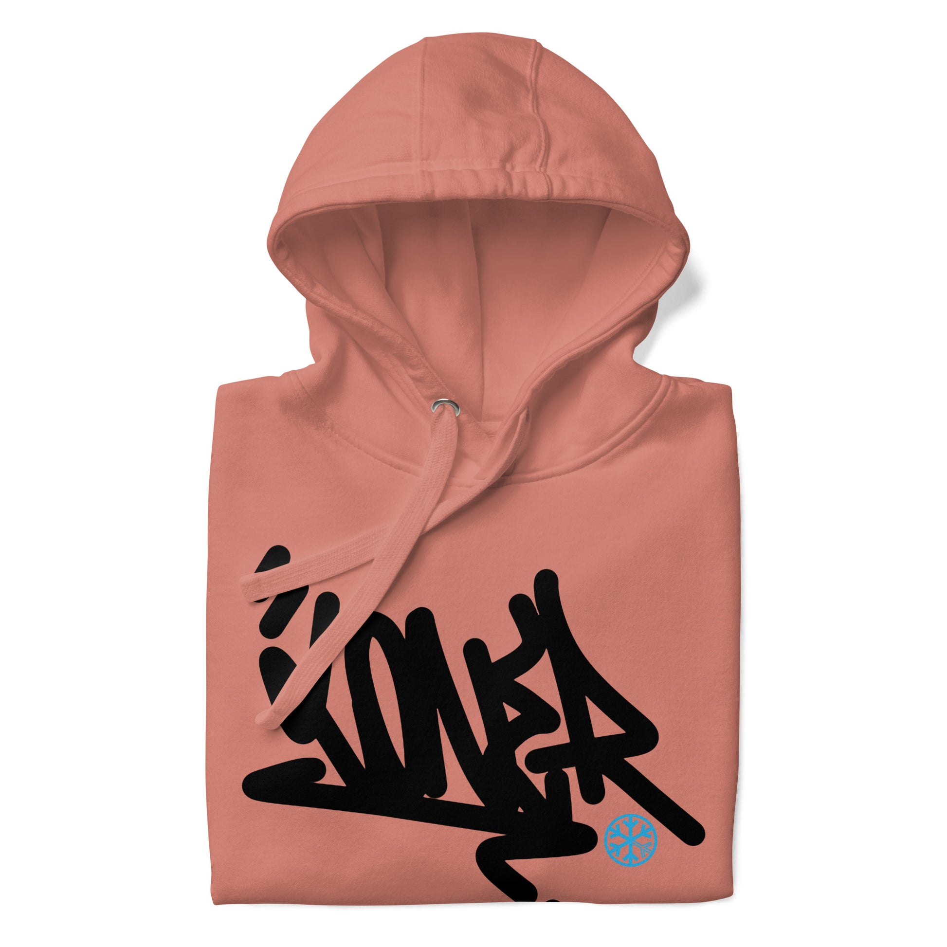 Pink-Loner Graffiti Tag Hoodie from B.Different Clothing, folded, graffiti-inspired streetwear