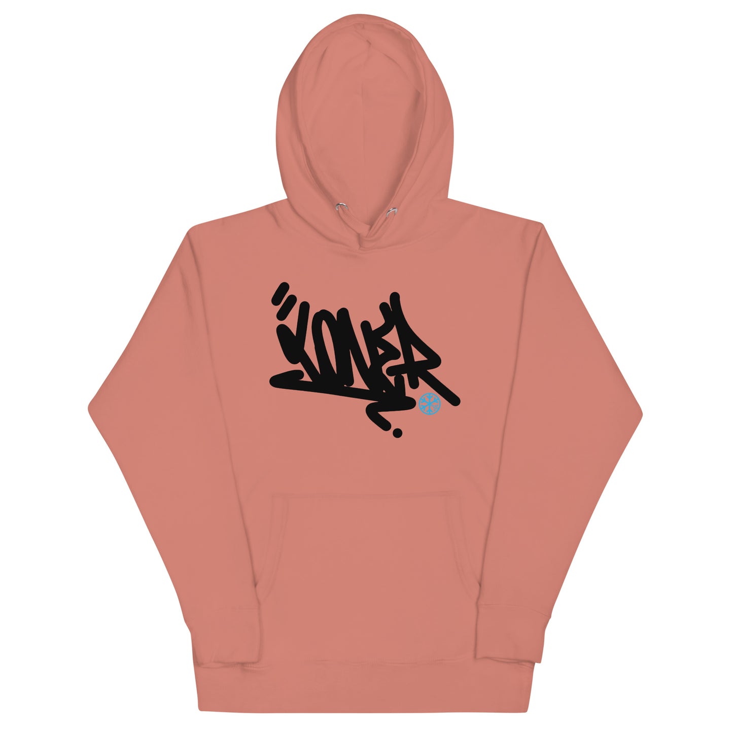 Pink-Loner Graffiti Tag Hoodie from B.Different Clothing, front view, graffiti-inspired streetwear