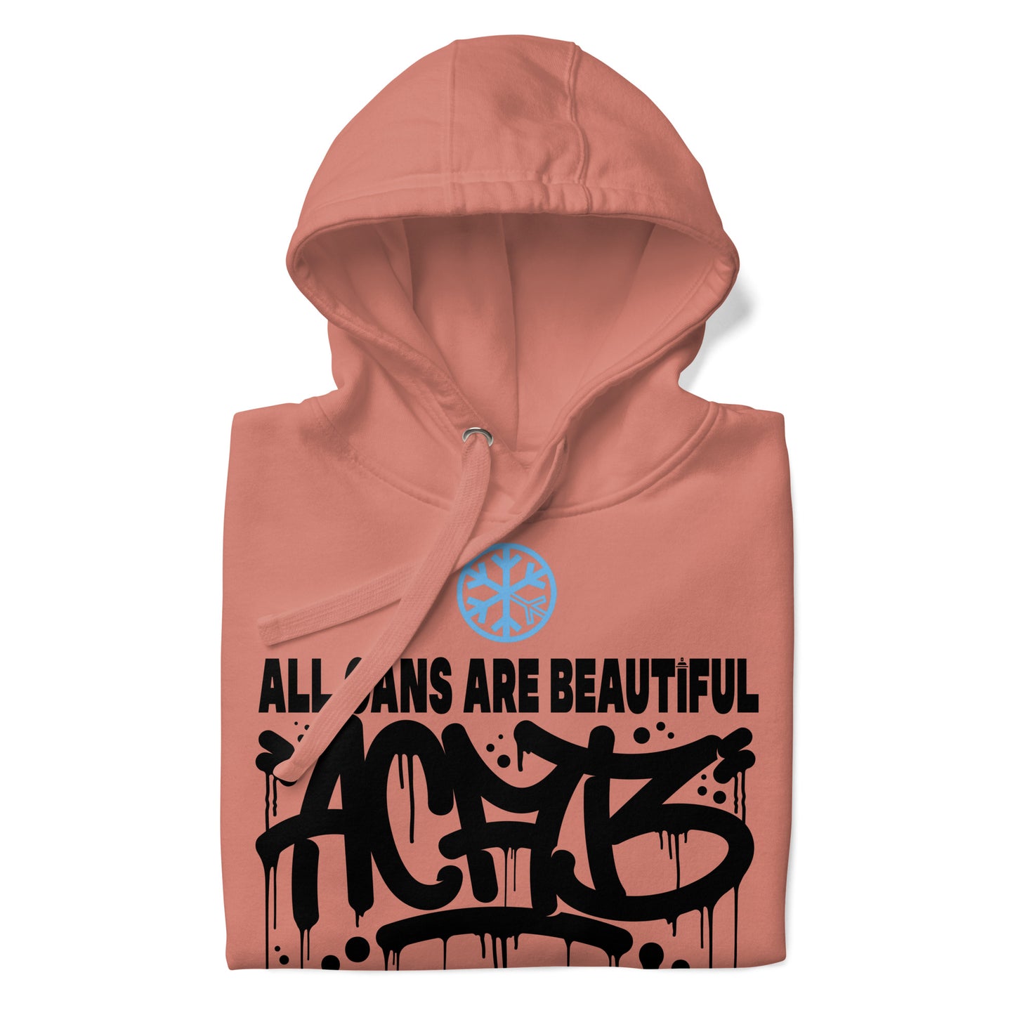 Pink-Acab Graffiti Tag Hoodie from B.Different Clothing, folded, graffiti-inspired streetwear