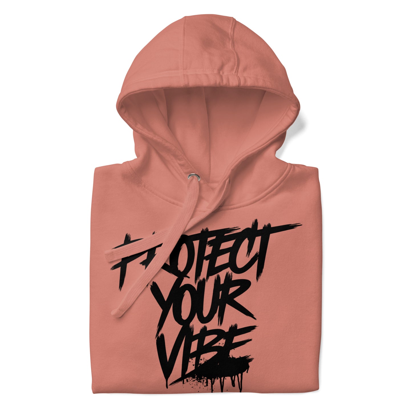 Pink-Protect Your Vibe Graffiti Tag hoodie from B.Different Clothing, folded, graffiti-inspired streetwear