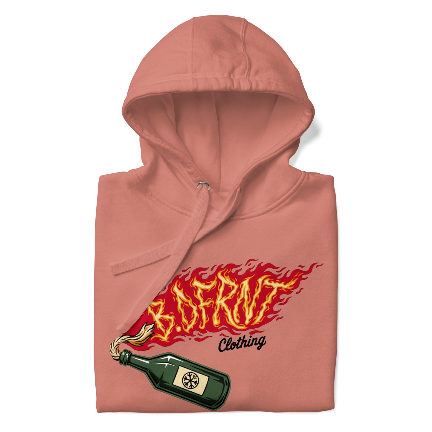 Pink-Molotov Graffiti Hoodie from B.Different Clothing, folded, graffiti-inspired streetwear