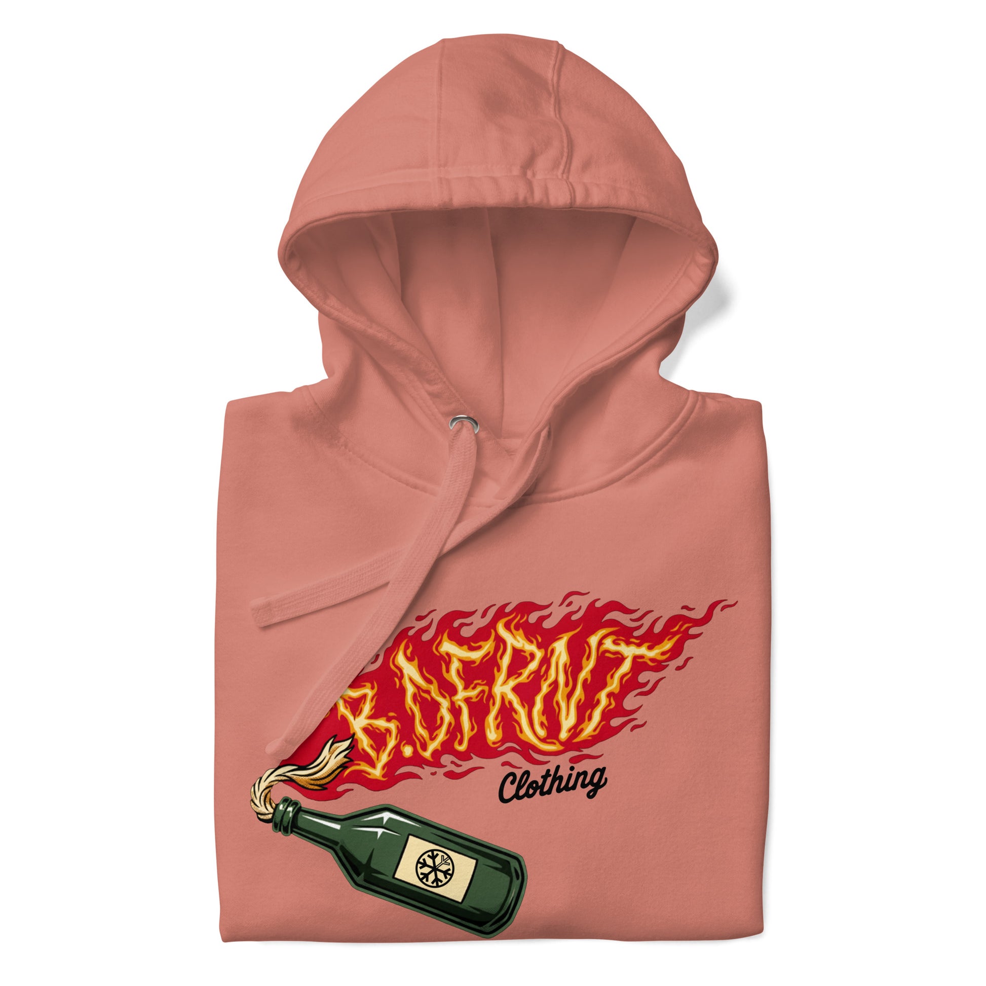 Pink-Molotov Graffiti Hoodie from B.Different Clothing, folded, graffiti-inspired streetwear