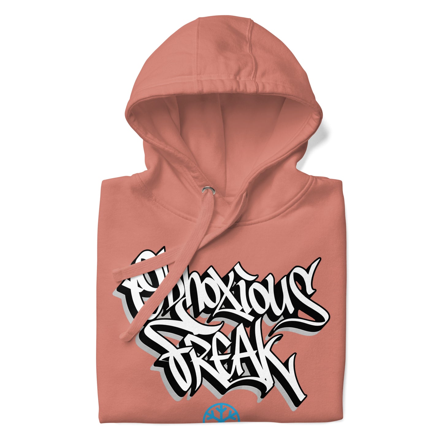 Pink-Obnoxious Freak Graffiti Hoodie from B.Different Clothing, folded, graffiti-inspired streetwear