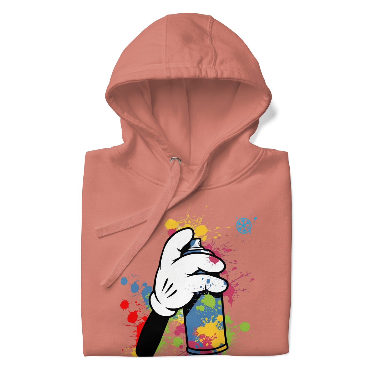 Pink-Hand Spray Can Graffiti Hoodie from B.Different Clothing, folded, graffiti-inspired streetwear