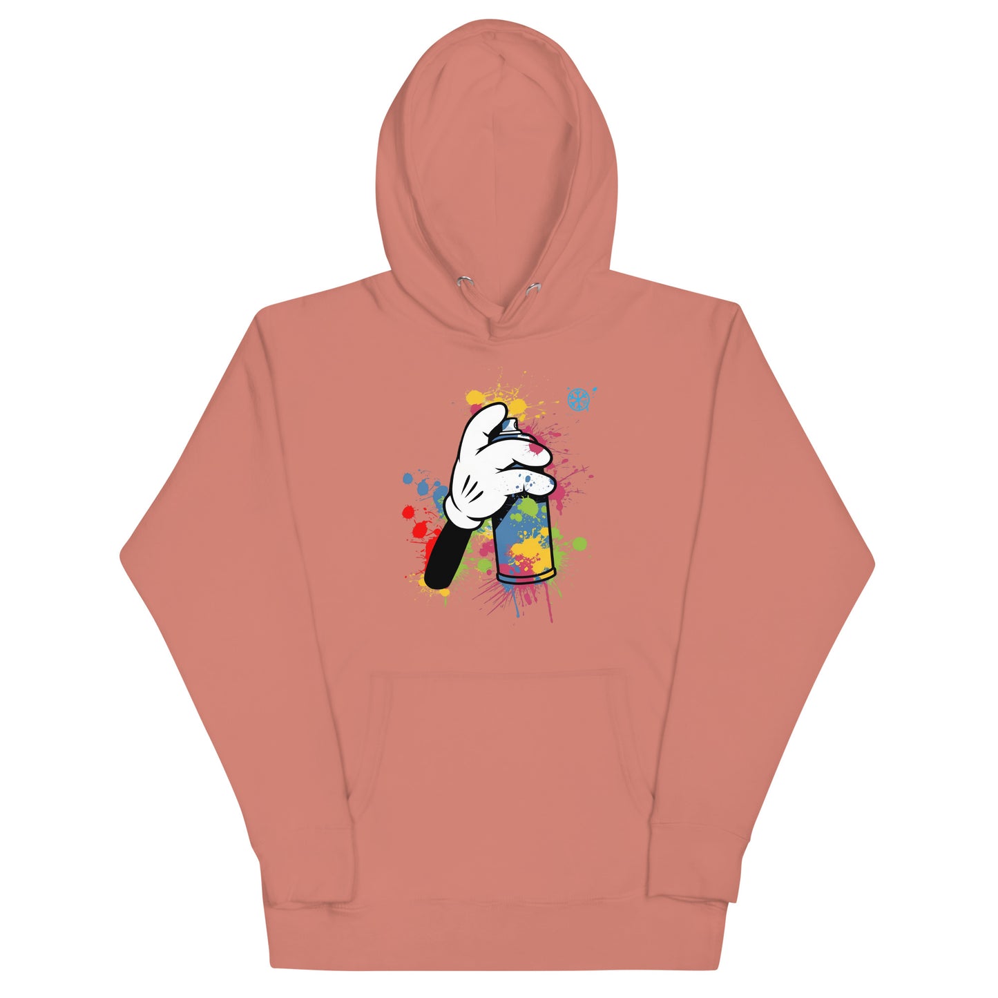 Pink-Hand Spray Can Graffiti Hoodie from B.Different Clothing, front view, graffiti-inspired streetwear