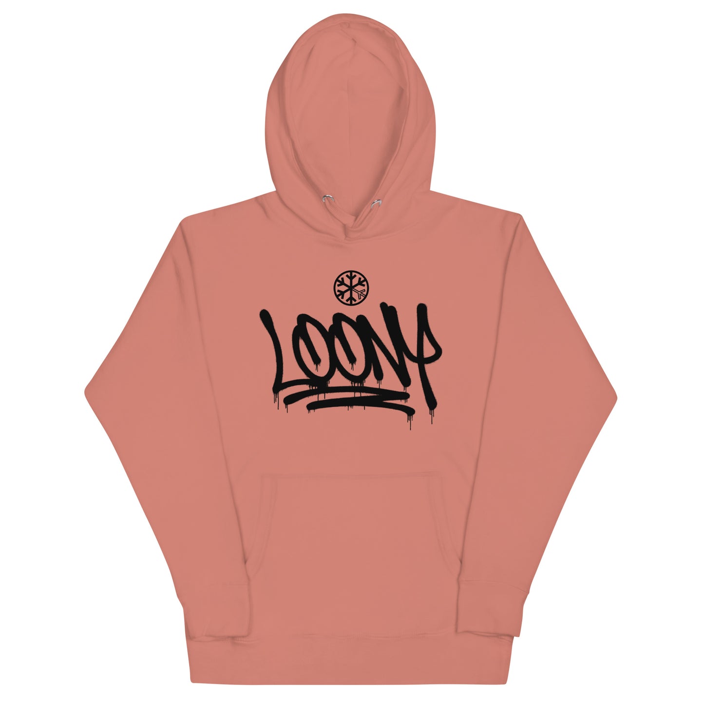 Pink-Loony Graffiti Tag Hoodie from B.Different Clothing, front view, graffiti-inspired streetwear