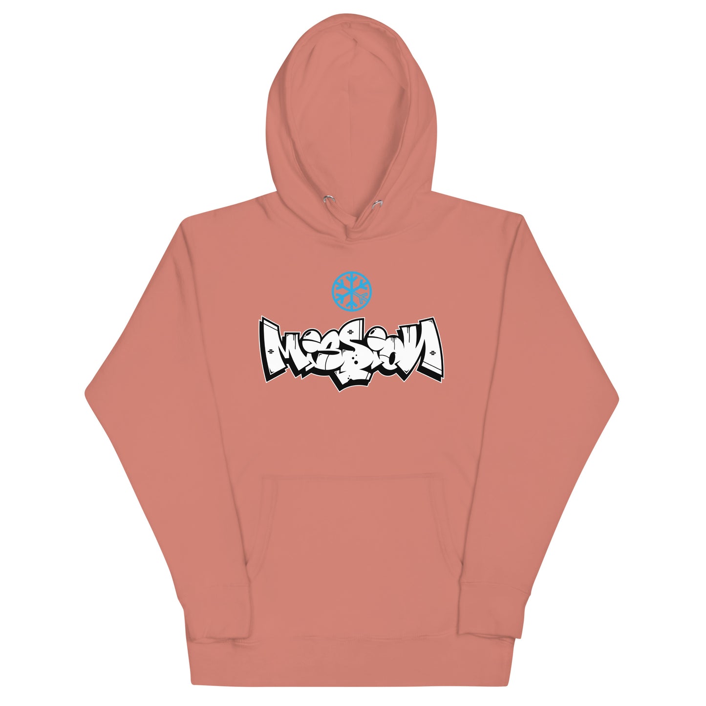 Pink-Mission Graffiti Piece Hoodie from B.Different Clothing, front view, graffiti-inspired streetwear