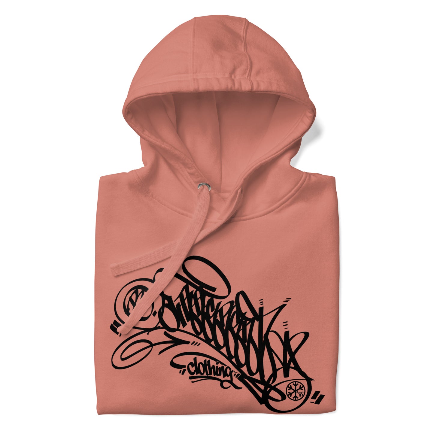 Pink-B.Different Clothing Graffiti Tag Hoodie from B.Different Clothing, folded, graffiti-inspired streetwear