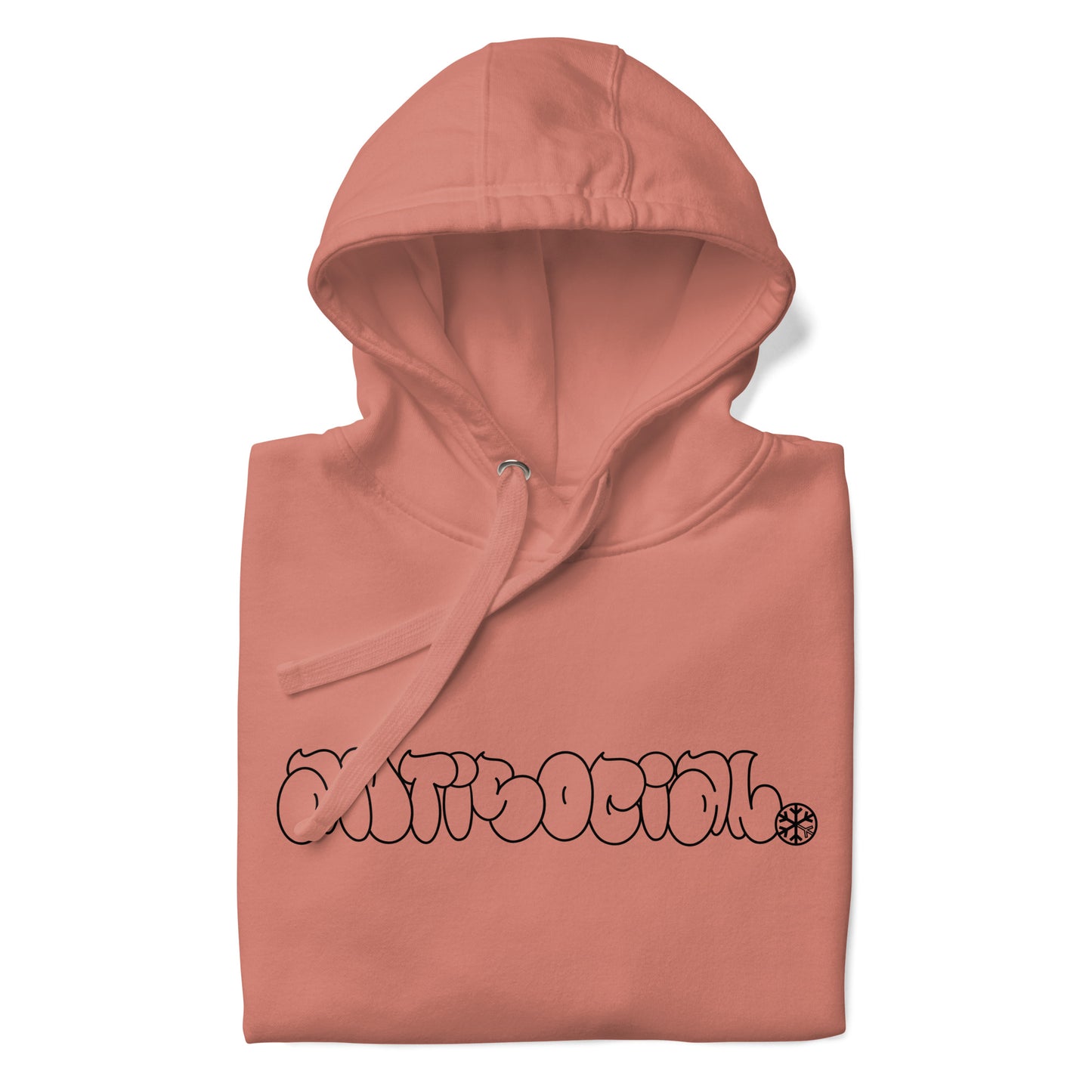 Pink-Antisocial Graffiti Hollow Hoodie from B.Different Clothing, folded, graffiti-inspired streetwear