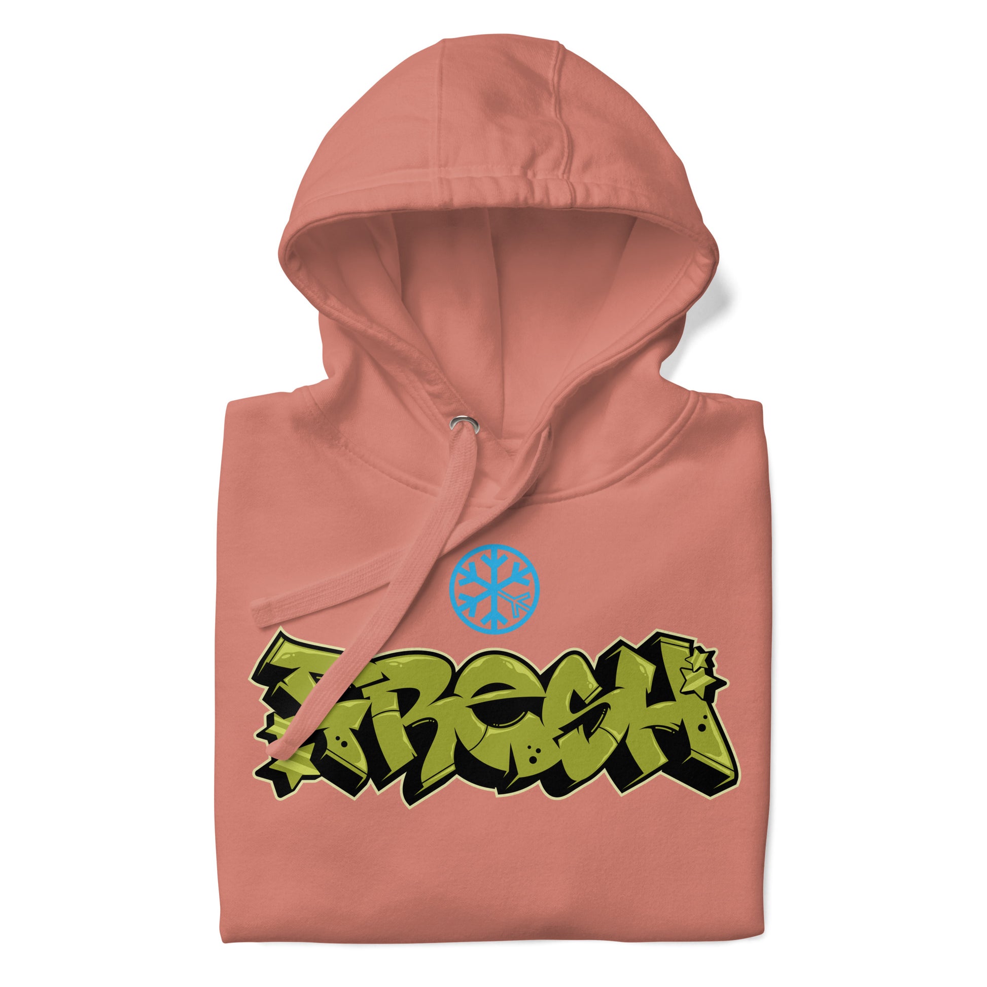 Pink-Fresh Graffiti Piece Hoodie from B.Different Clothing, folded, graffiti-inspired streetwear
