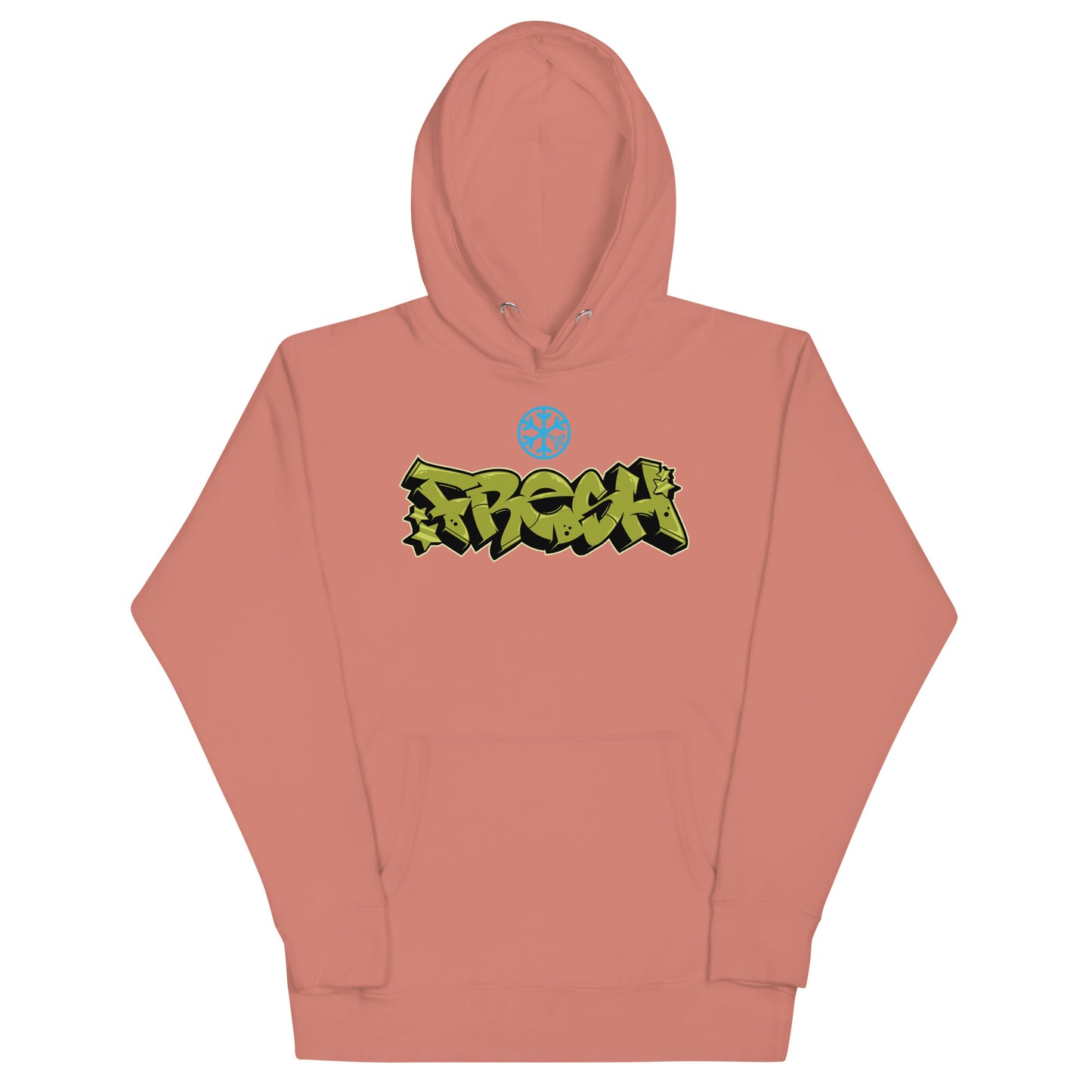Pink-Fresh Graffiti Piece Hoodie from B.Different Clothing, front view, graffiti-inspired streetwear