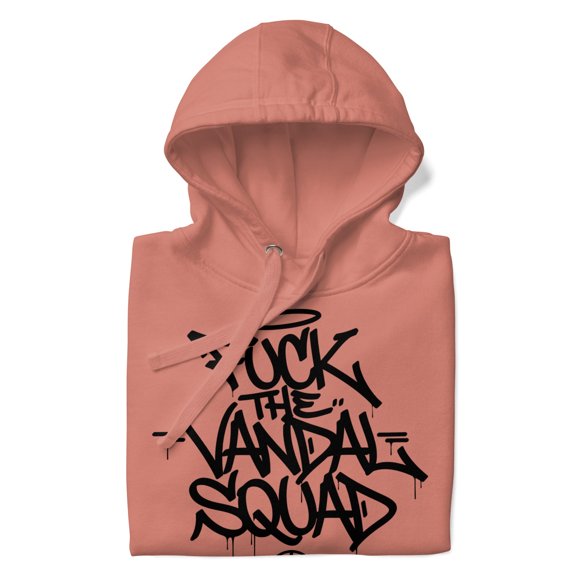 Pink-Fuck The Vandal Squad Graffiti Hoodie from B.Different Clothing, folded, graffiti-inspired streetwear