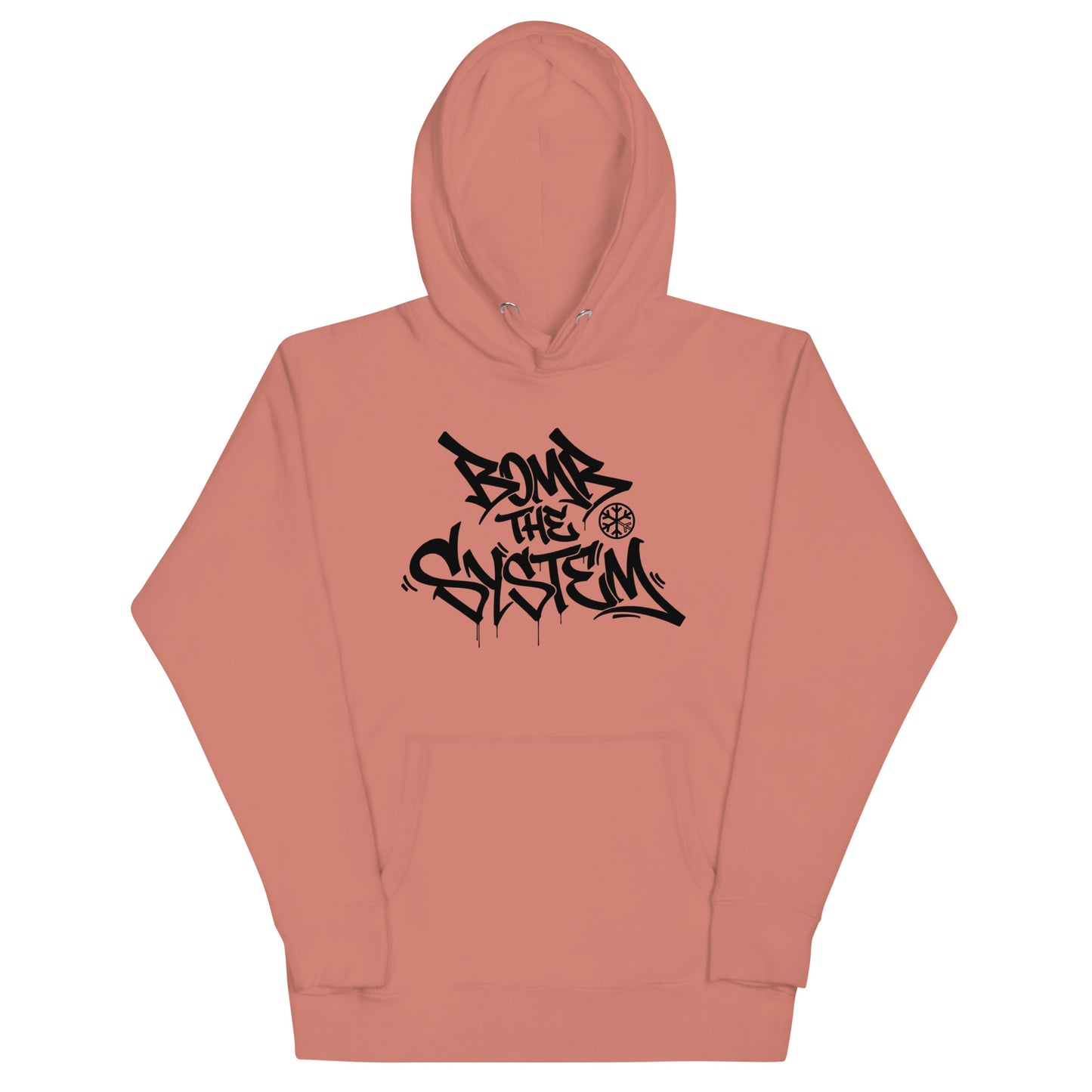 Pink-Bomb The System Graffiti Hoodie from B.Different Clothing, front view, graffiti-inspired streetwear