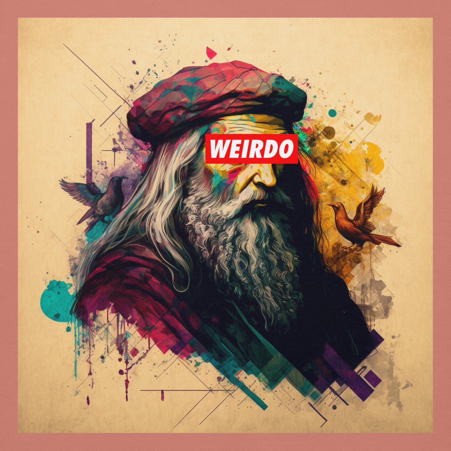 Pink-Leonardo da Vinci Hoodie from B.Different Clothing, graphic, graffiti-inspired streetwear