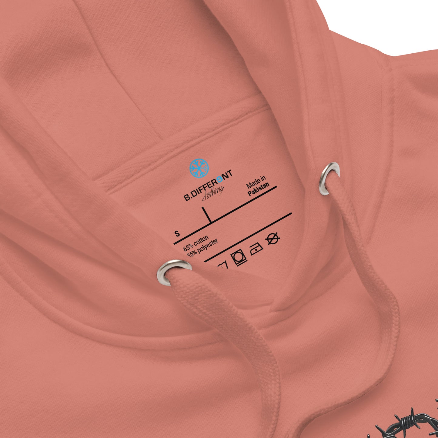 Pink-B.DFRNT Barbed Wire Hoodie from B.Different Clothing, collar, graffiti-inspired streetwear