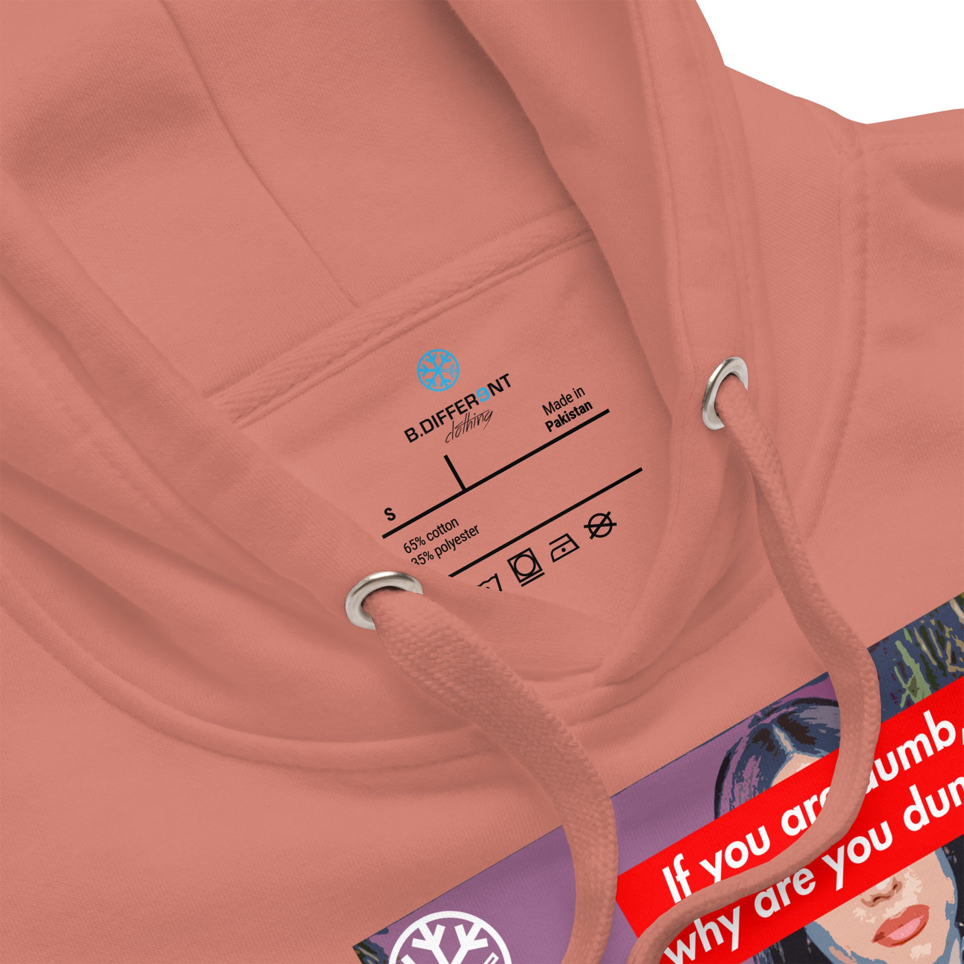 Pink-Why Are You Dumb Hoodie from B.Different Clothing, collar, graffiti-inspired streetwear