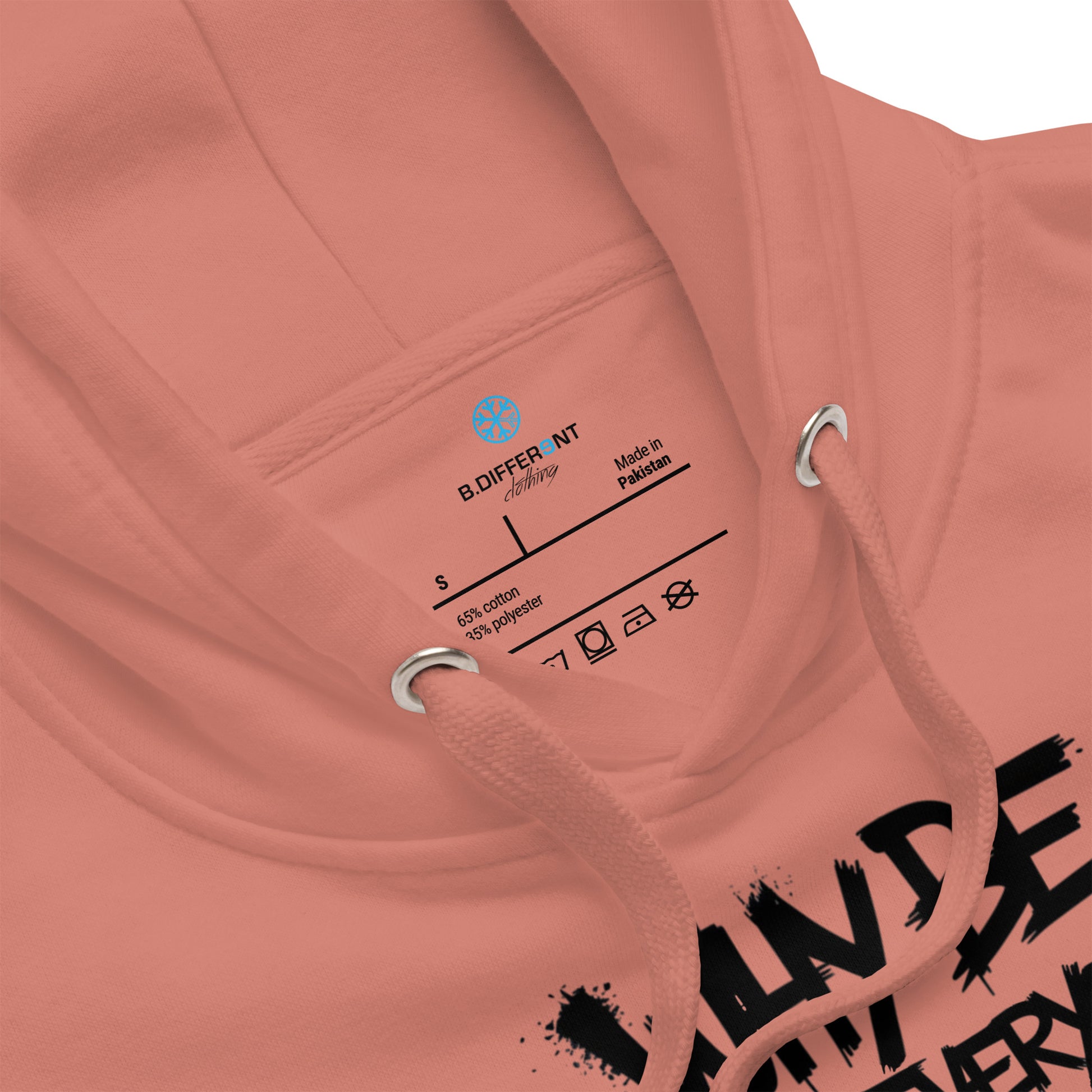 Pink-Chaos They Fear Graffiti Tag Hoodie from B.Different Clothing, collar, graffiti-inspired streetwear