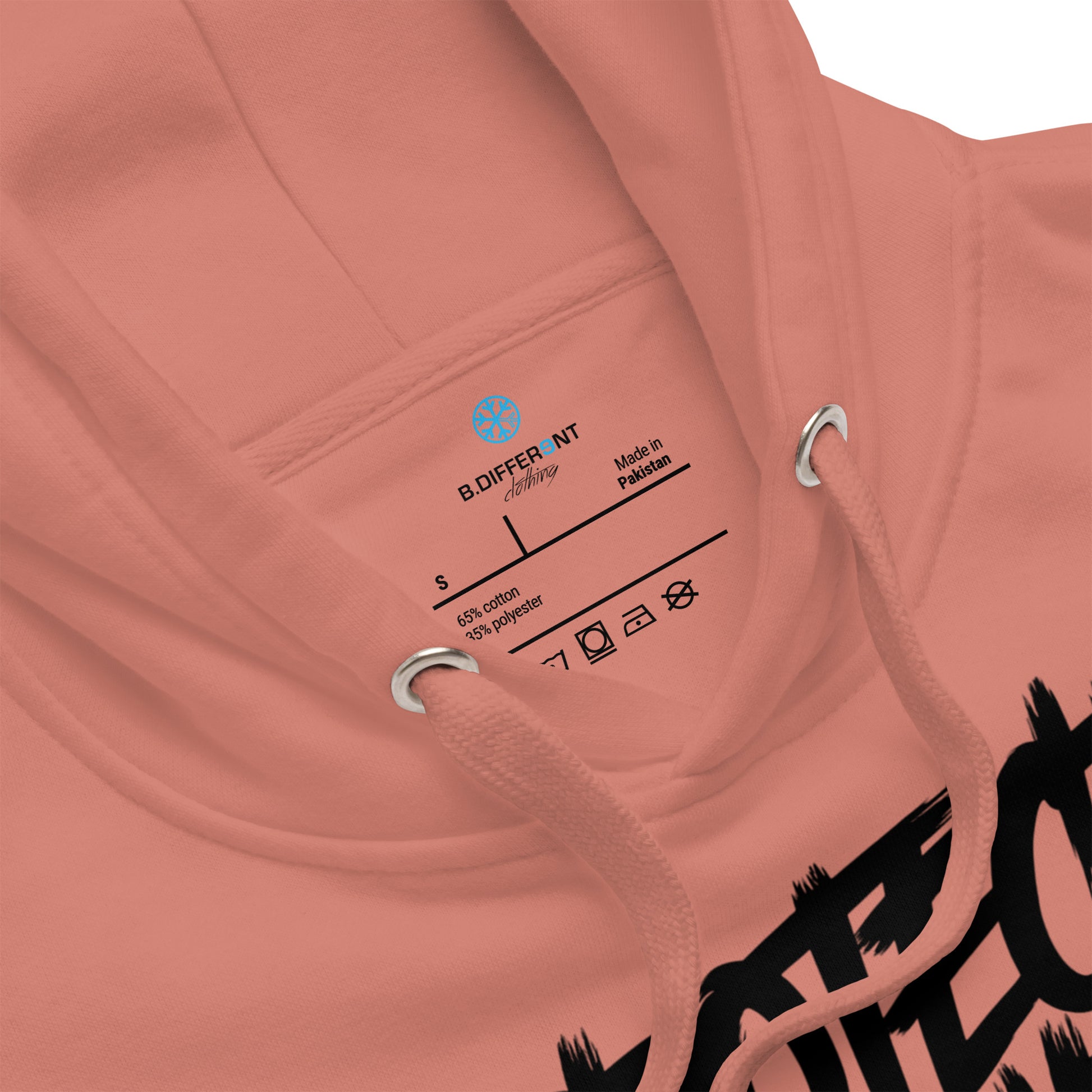 Pink-Protect Your Vibe Graffiti Tag hoodie from B.Different Clothing, collar, graffiti-inspired streetwear