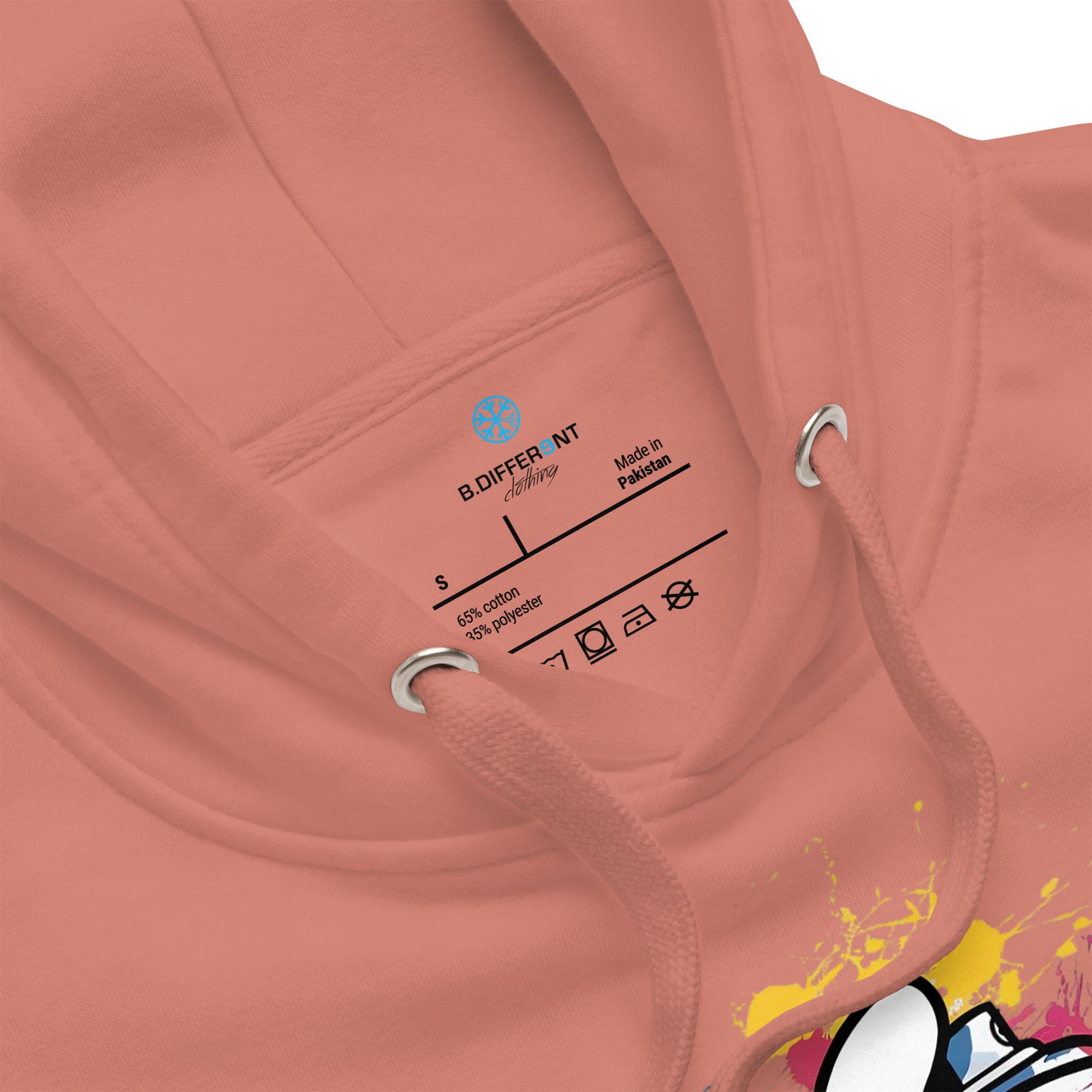 Pink-Hand Spray Can Graffiti Hoodie from B.Different Clothing, collar, graffiti-inspired streetwear