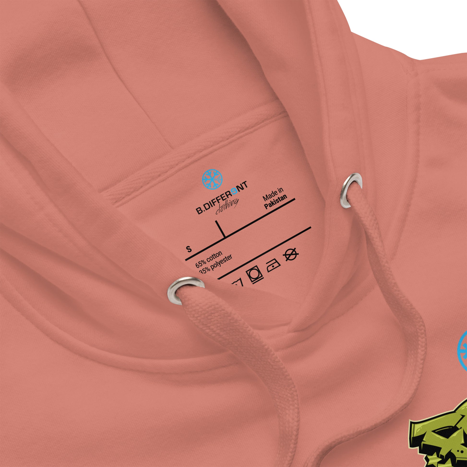 Pink-Fresh Graffiti Character Hoodie from B.Different Clothing, collar, graffiti-inspired streetwear