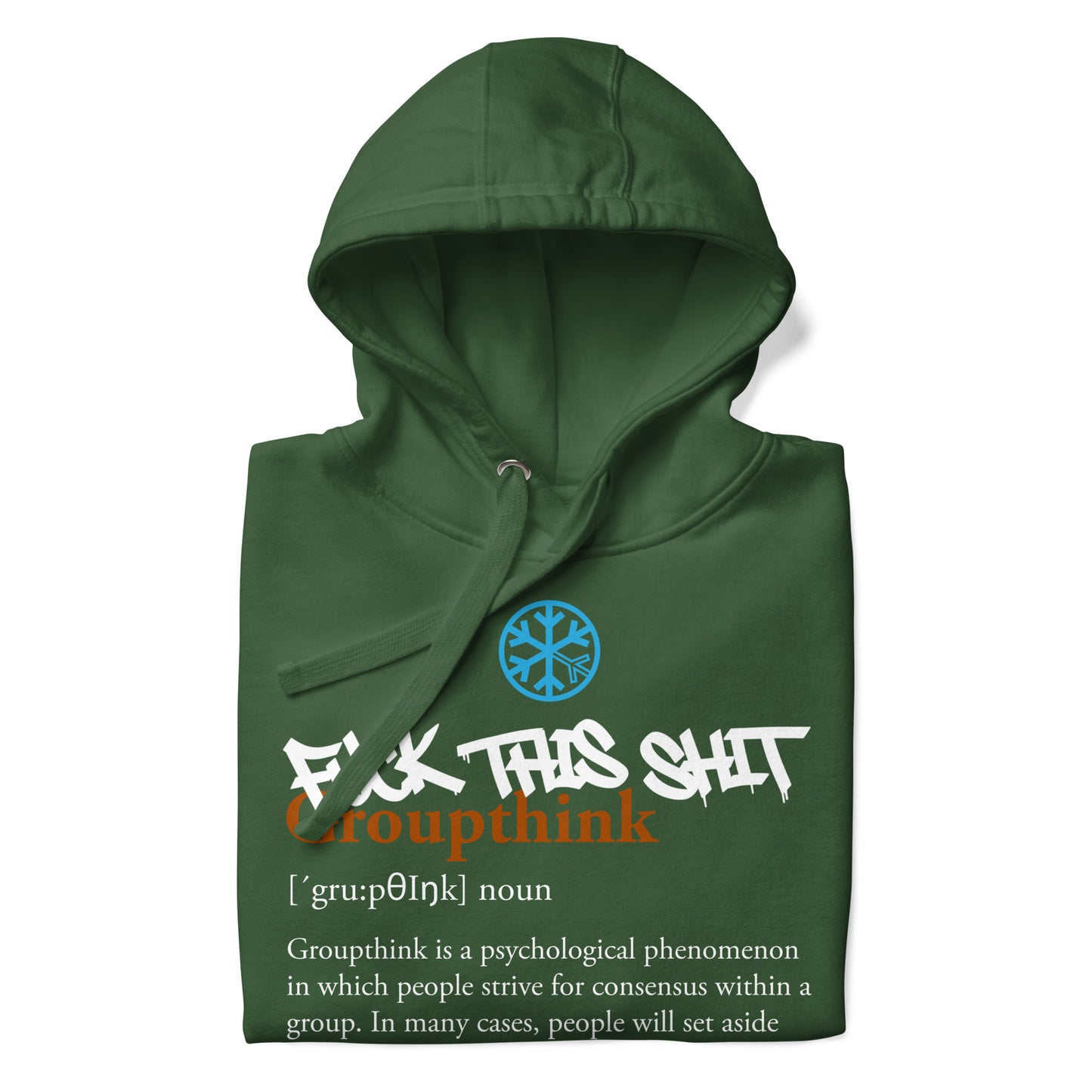 Green-Groupthink Graffiti Hoodie from B.Different Clothing, folded, graffiti-inspired streetwear