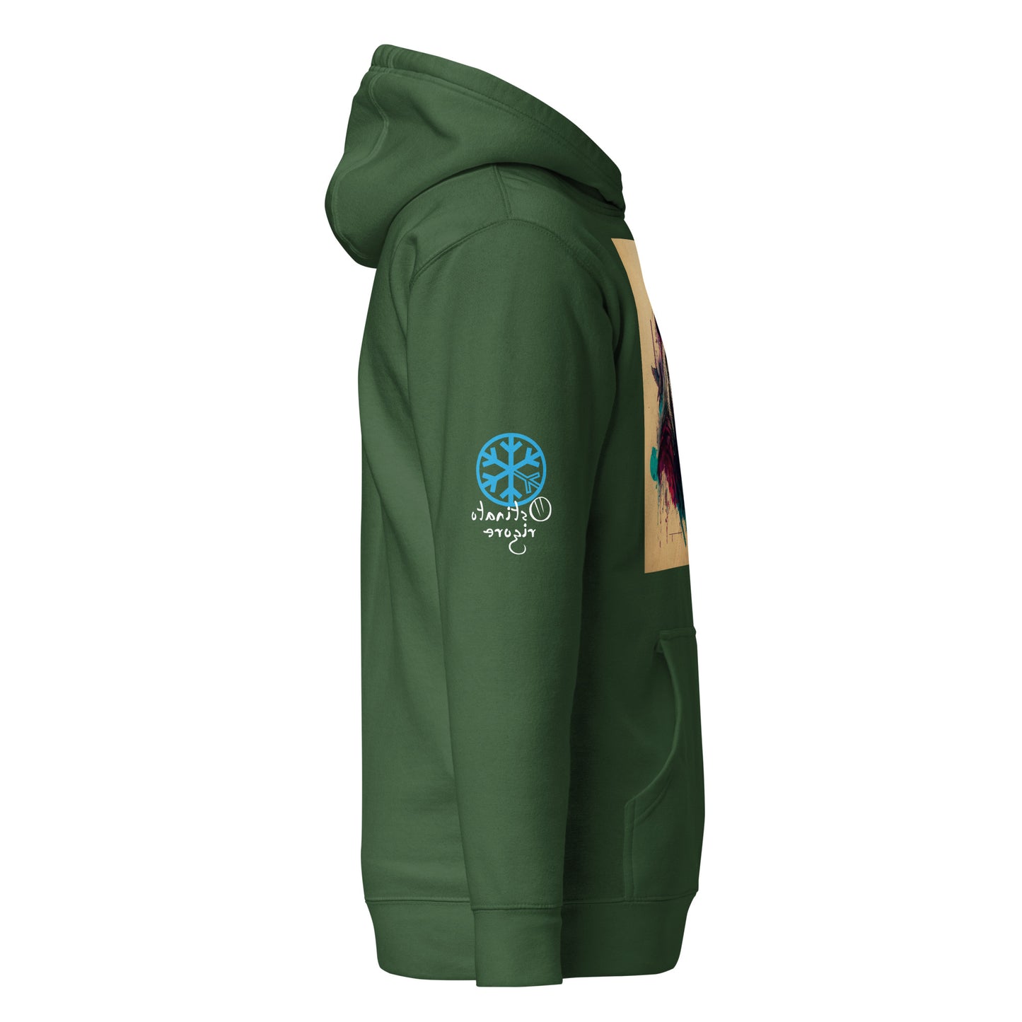Green-Leonardo da Vinci Hoodie from B.Different Clothing, side view, graffiti-inspired streetwear
