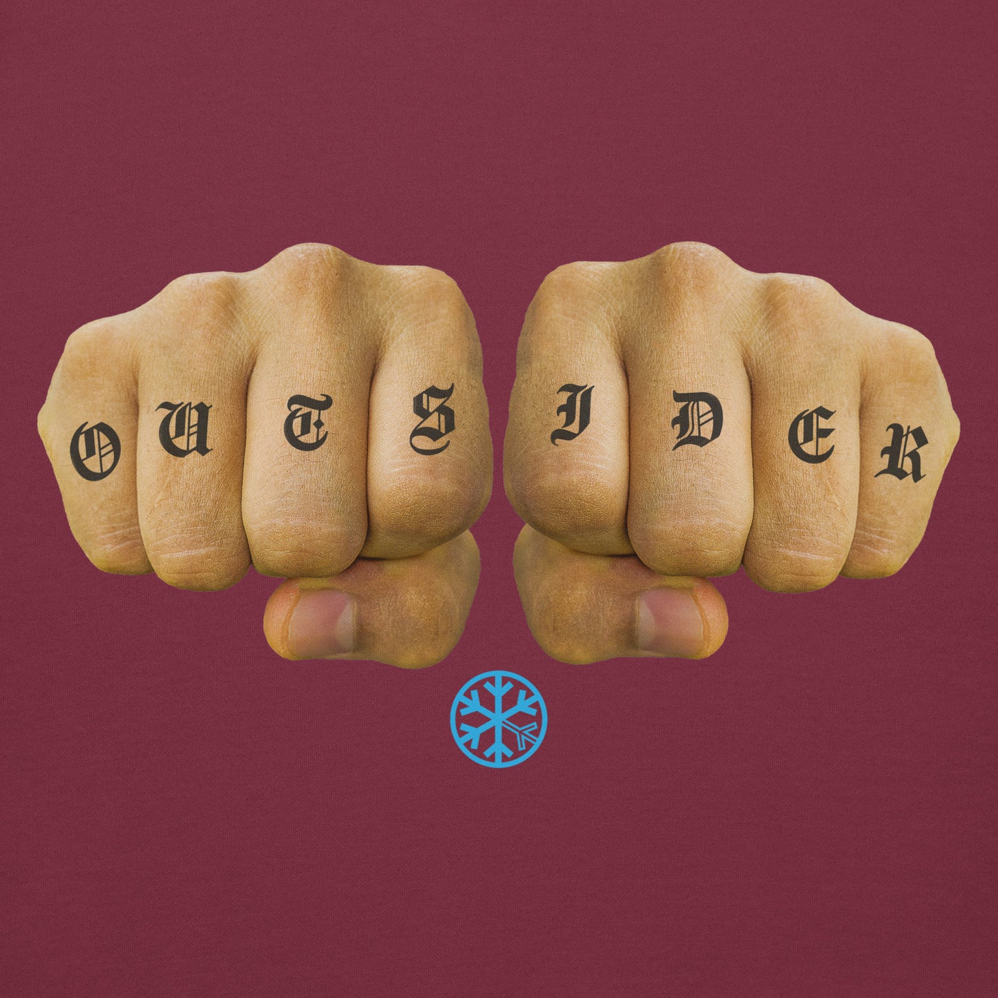 Maroon-Outsider Tattoo Hoodie from B.Different Clothing, graphic, graffiti-inspired streetwear