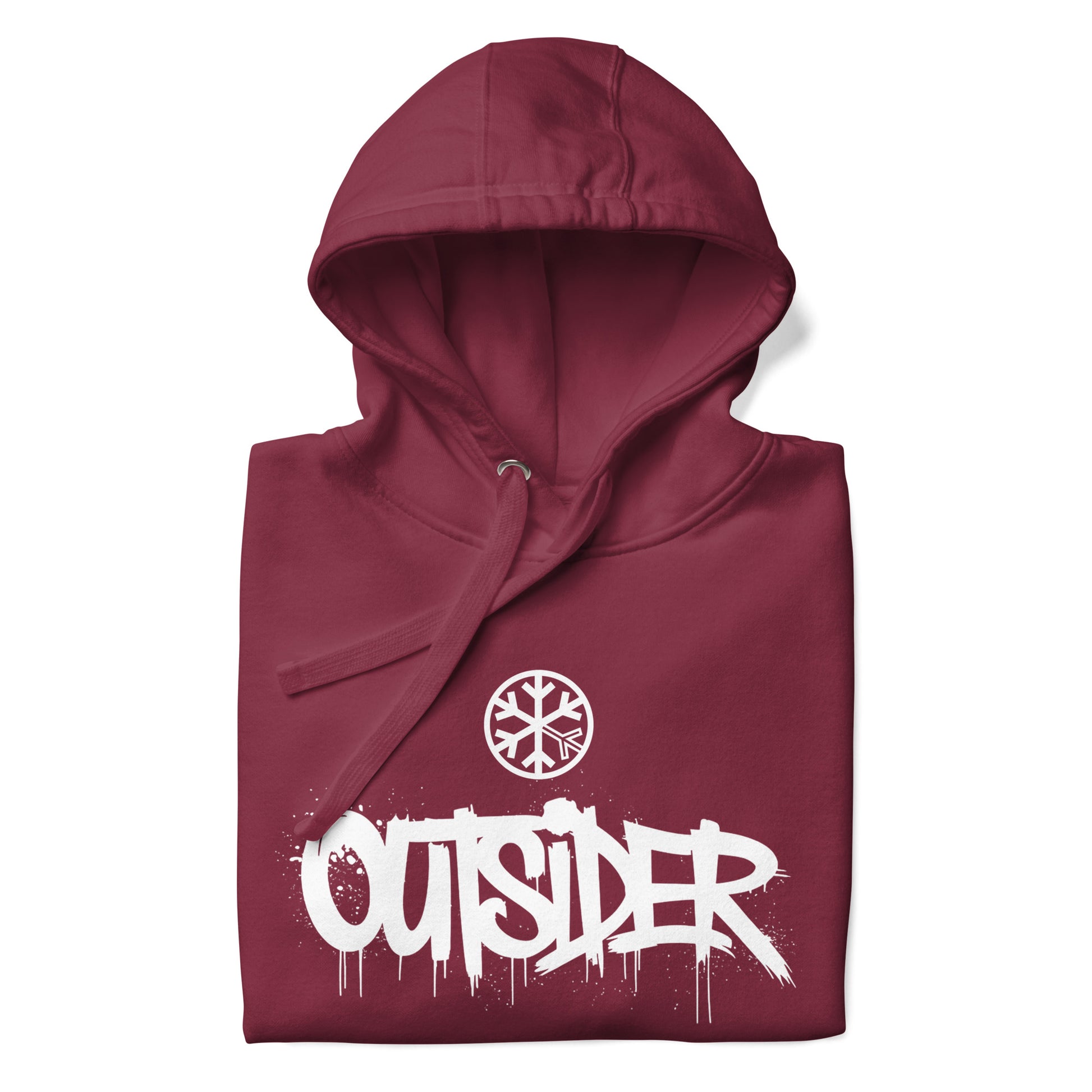 Maroon-Outsider Graffiti Tag Sweatshirt from B.Different Clothing, folded, graffiti-inspired streetwear