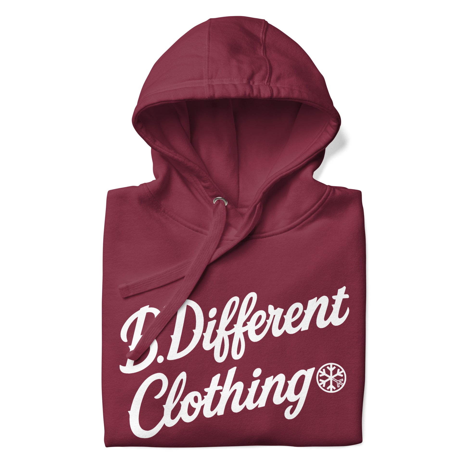 Maroon-The League Hoodie from B.Different Clothing, folded, graffiti-inspired streetwear