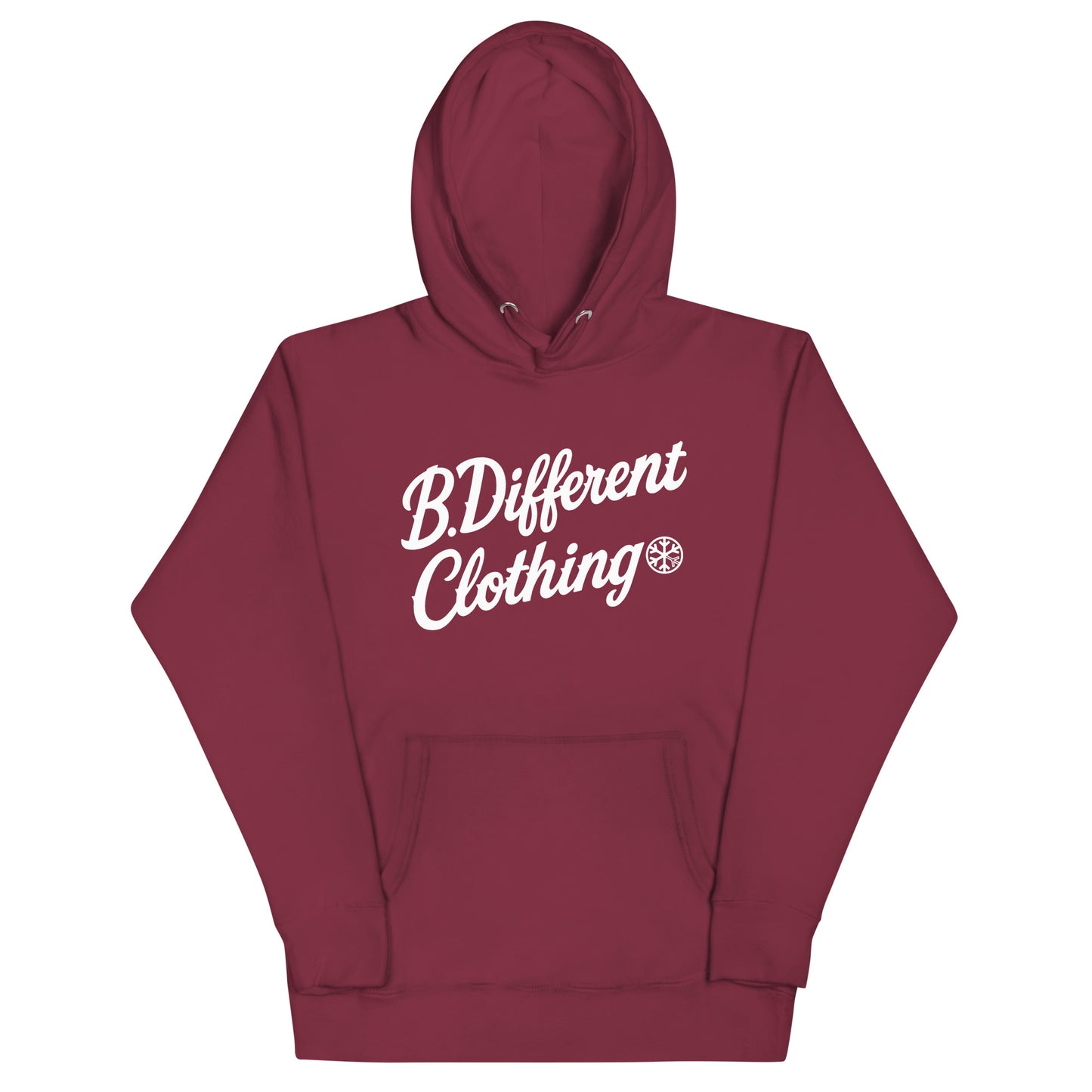 Maroon-The League Hoodie from B.Different Clothing, front view, graffiti-inspired streetwear