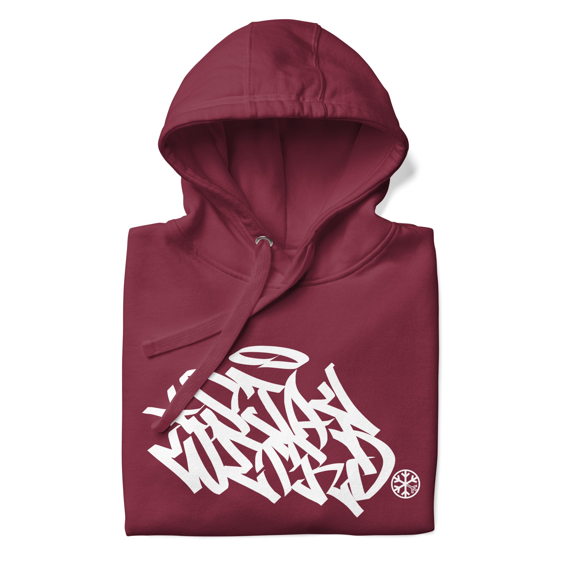 Maroon-Stay Weird Graffiti Tag Hoodie from B.Different Clothing, folded, graffiti-inspired streetwear
