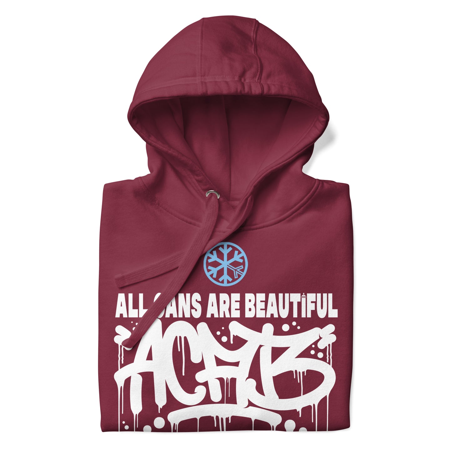 Maroon-Acab Graffiti Tag Hoodie from B.Different Clothing, folded, graffiti-inspired streetwear