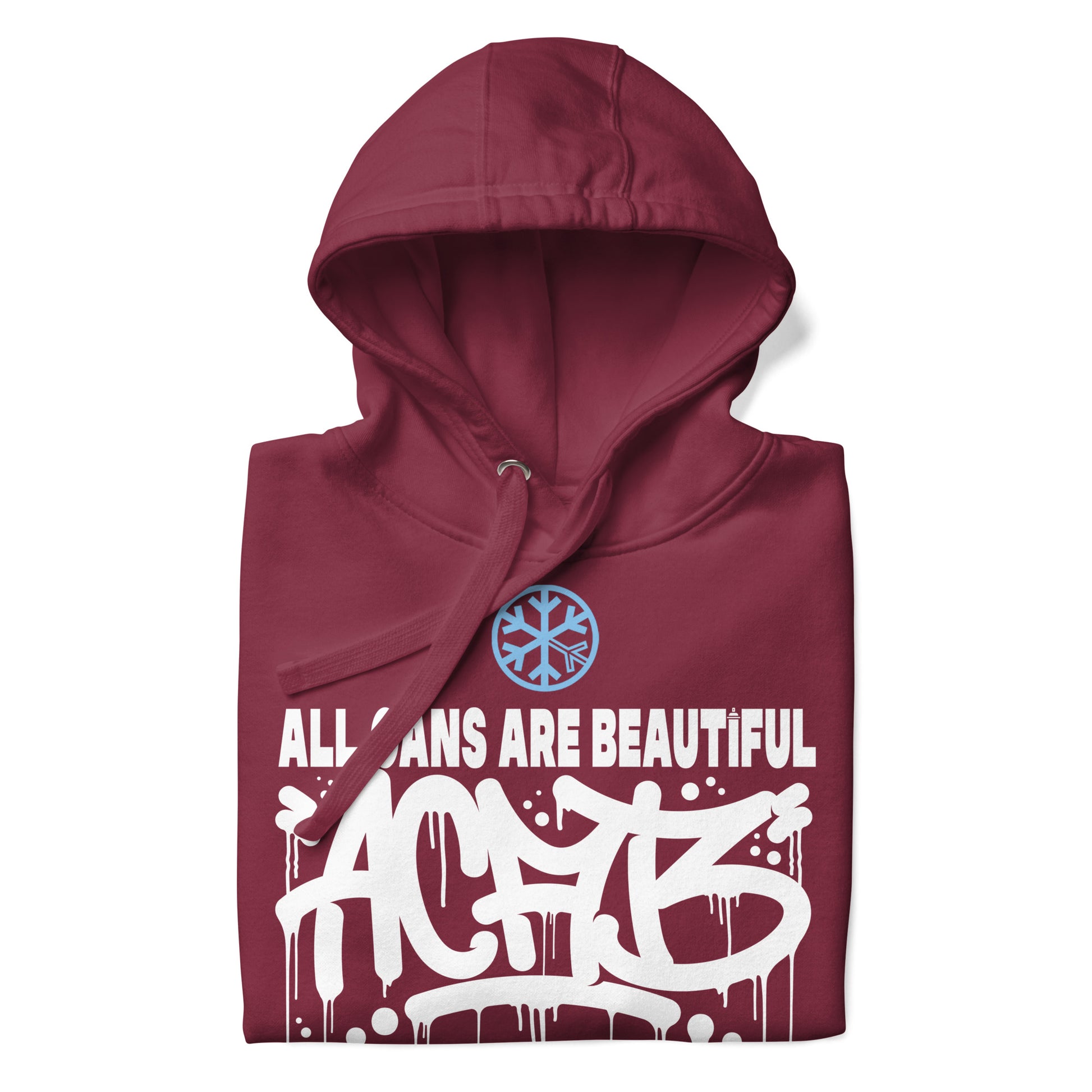 Maroon-Acab Graffiti Tag Hoodie from B.Different Clothing, folded, graffiti-inspired streetwear