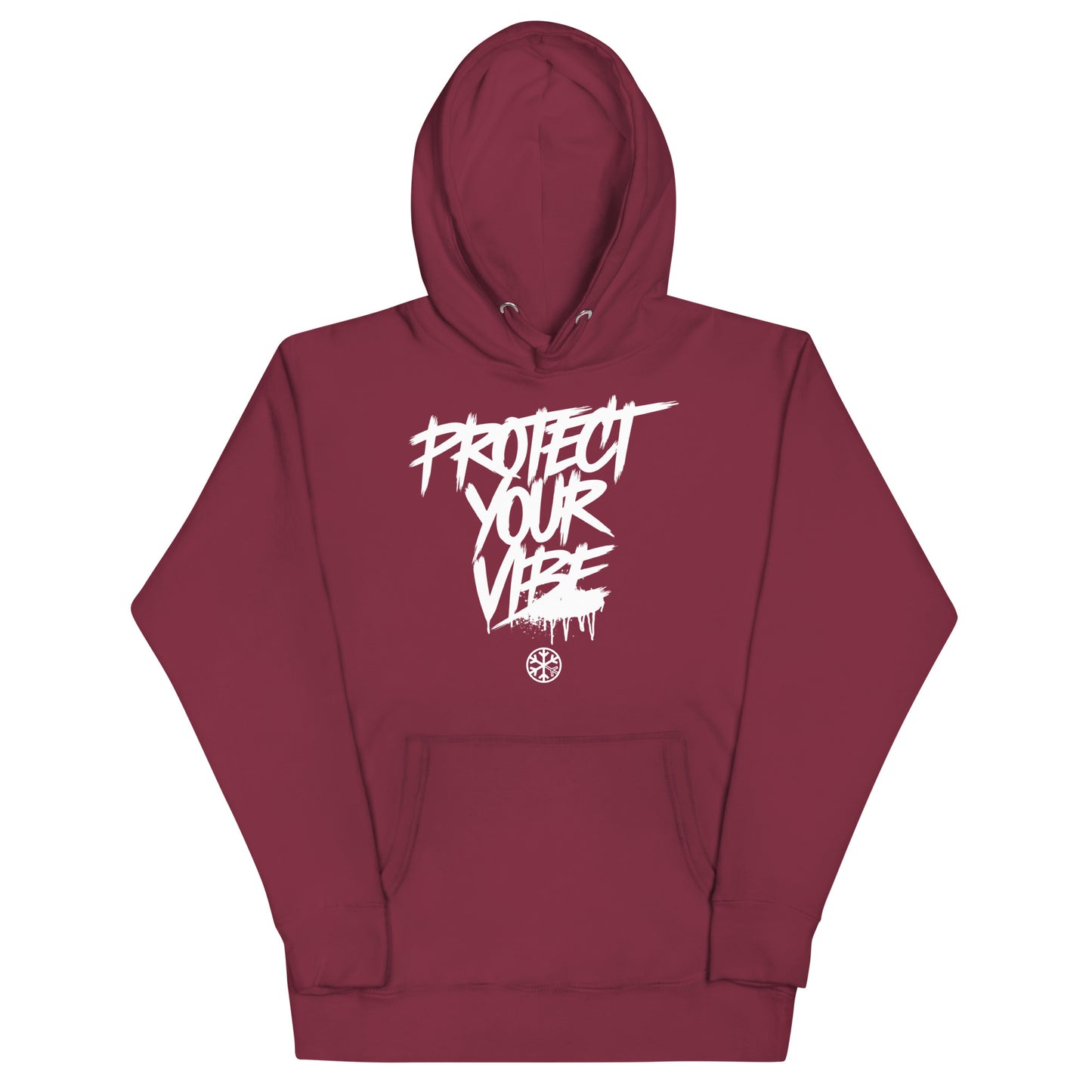 Maroon-Protect Your Vibe Graffiti Tag hoodie from B.Different Clothing, front view, graffiti-inspired streetwear