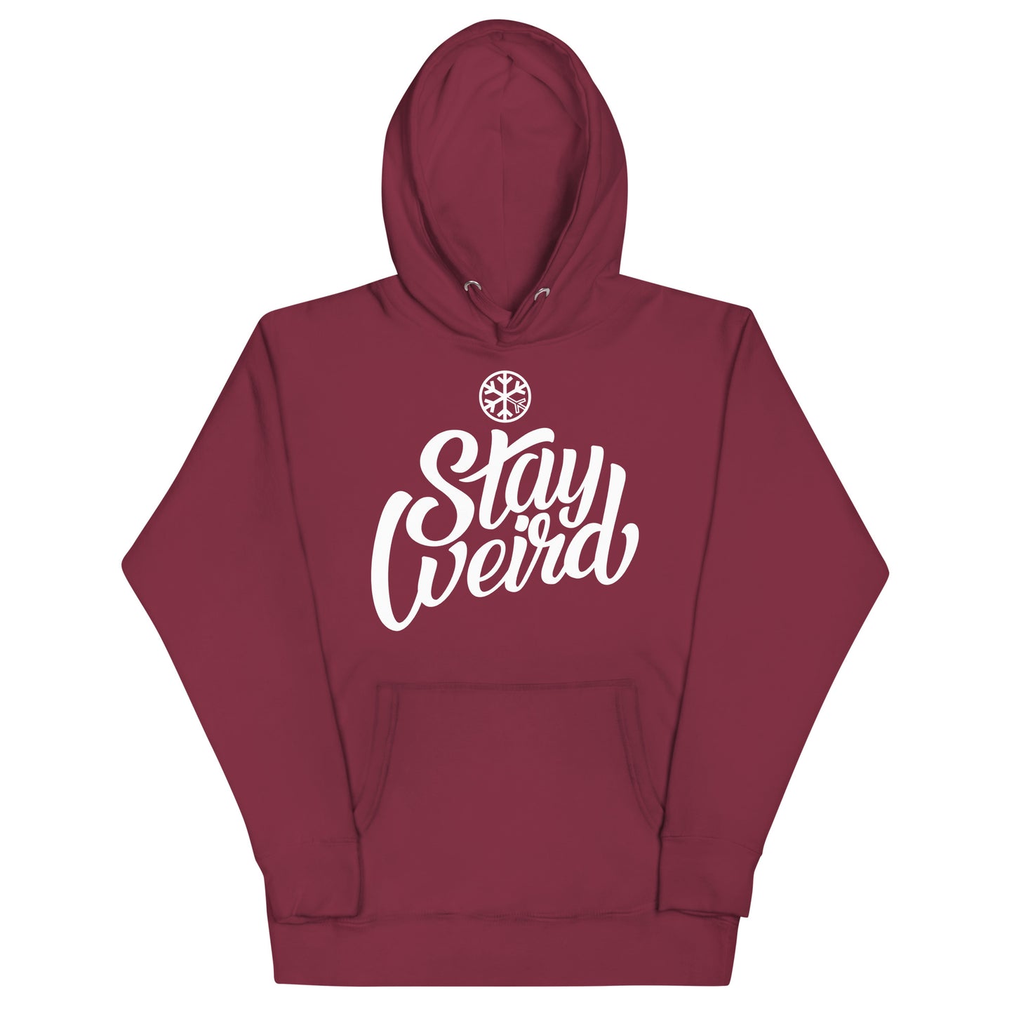 Maroon-Stay Weird Hoodie from B.Different Clothing, front view, graffiti-inspired streetwear