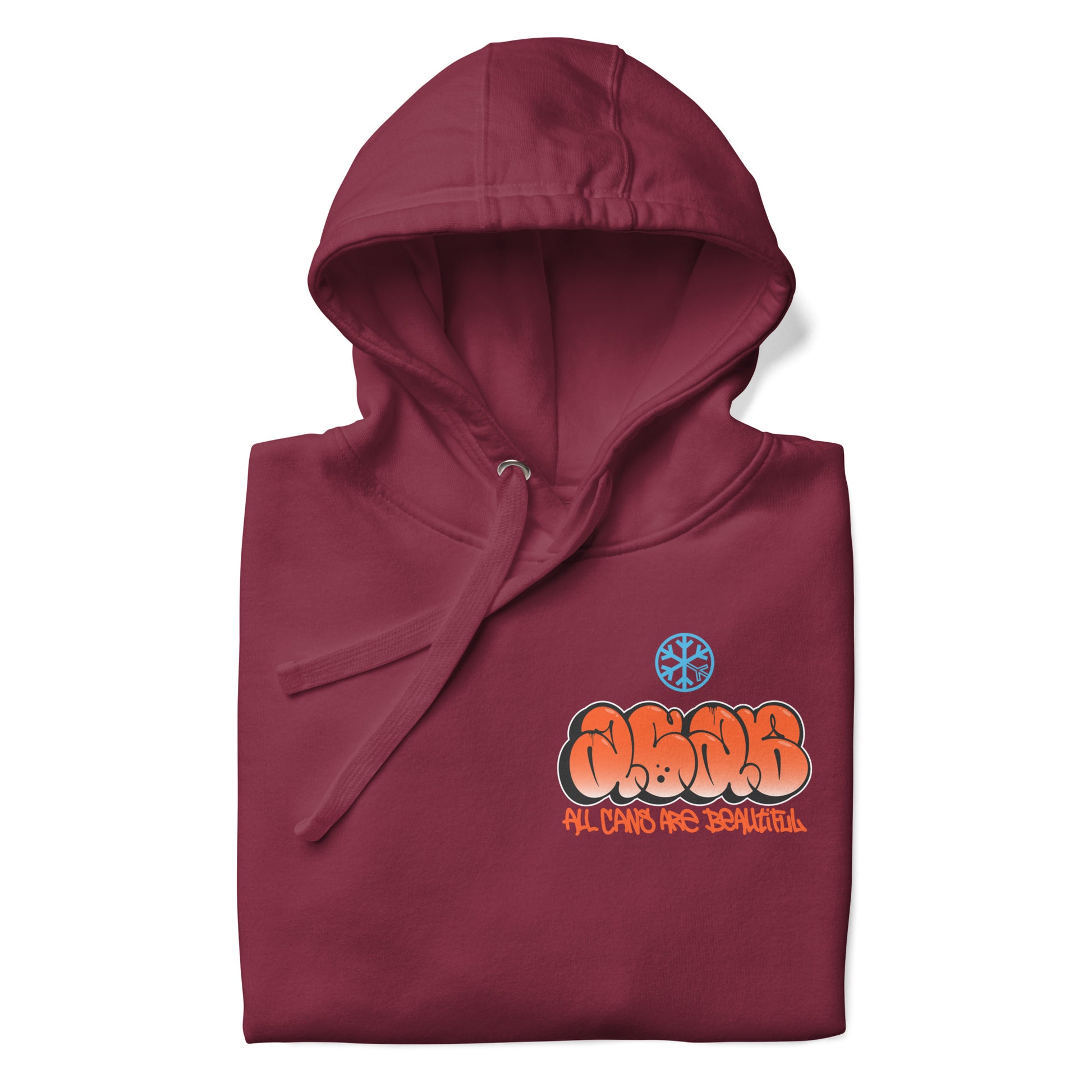 Maroon-ACAB Girl Graffiti Hoodie from B.Different Clothing, folded, graffiti-inspired streetwear