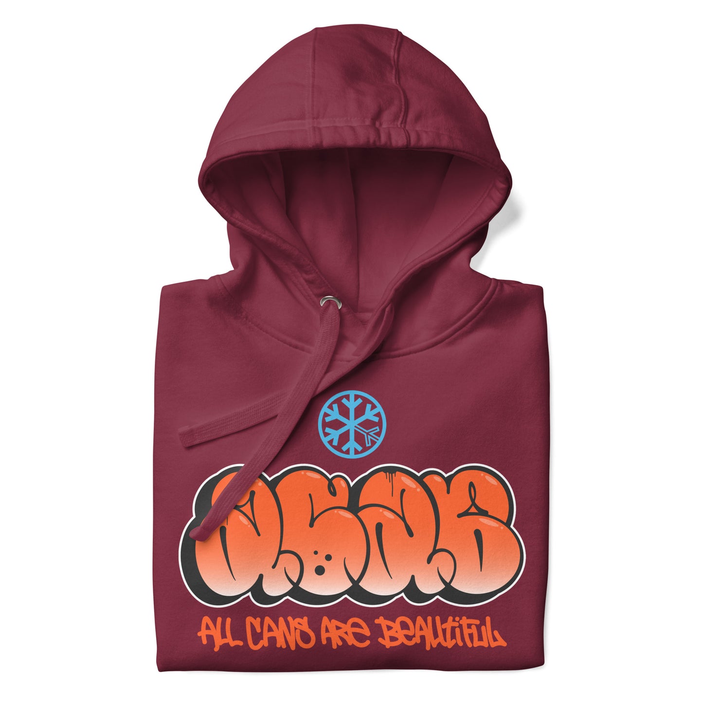 Maroon-ACAB Graffiti Throw-up Hoodie from B.Different Clothing, folded, graffiti-inspired streetwear