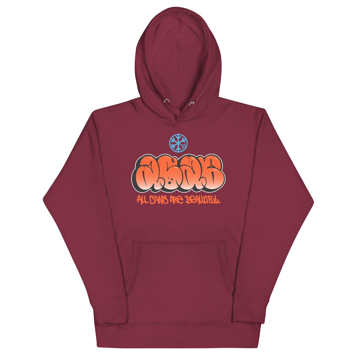 Maroon-ACAB Graffiti Throw-up Hoodie from B.Different Clothing, front view, graffiti-inspired streetwear
